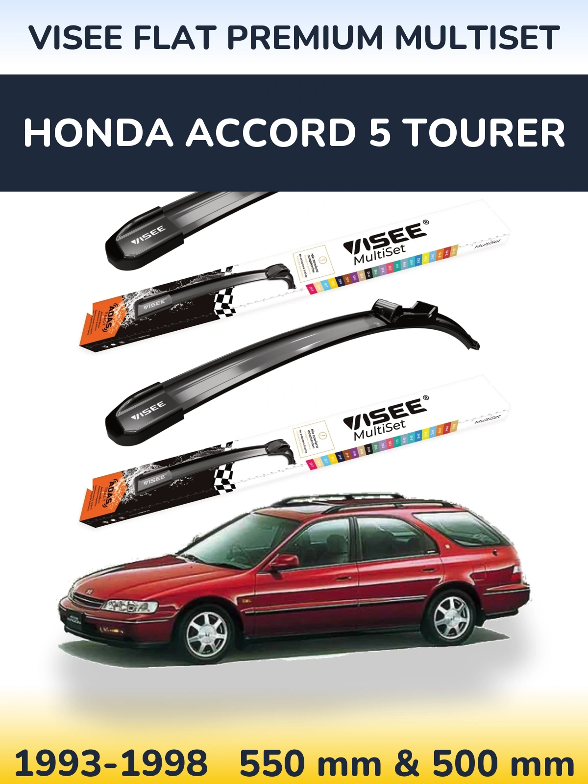 Komplet przednich wycieraczek VISEE FLAT PREMIUM MultiSet 550 & 500 mm do Honda Accord 5 Tourer 1993-1998