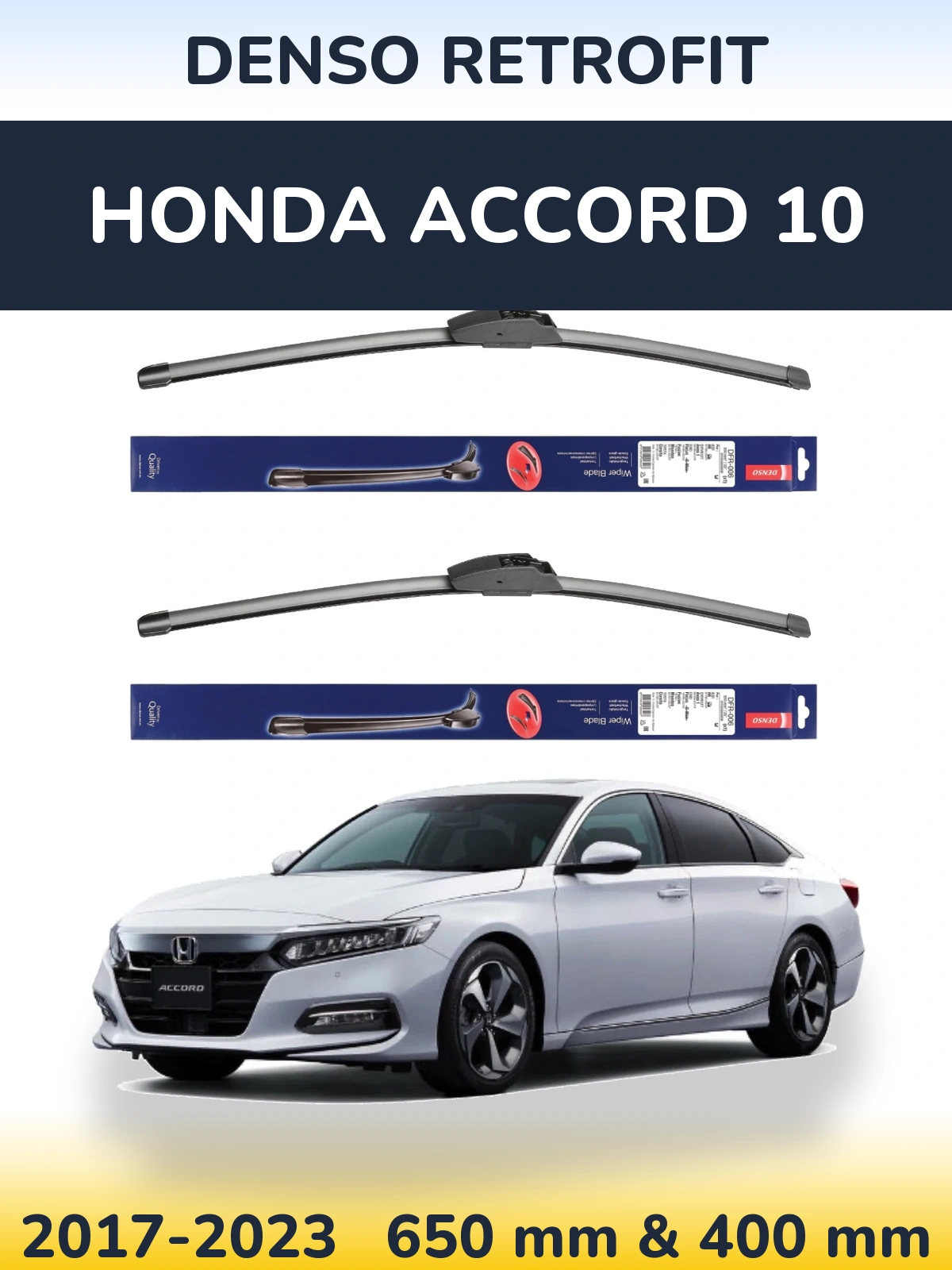 Комплект передних дворников Denso Retrofit 650 & 400 мм для Honda Accord 10 2017-2023