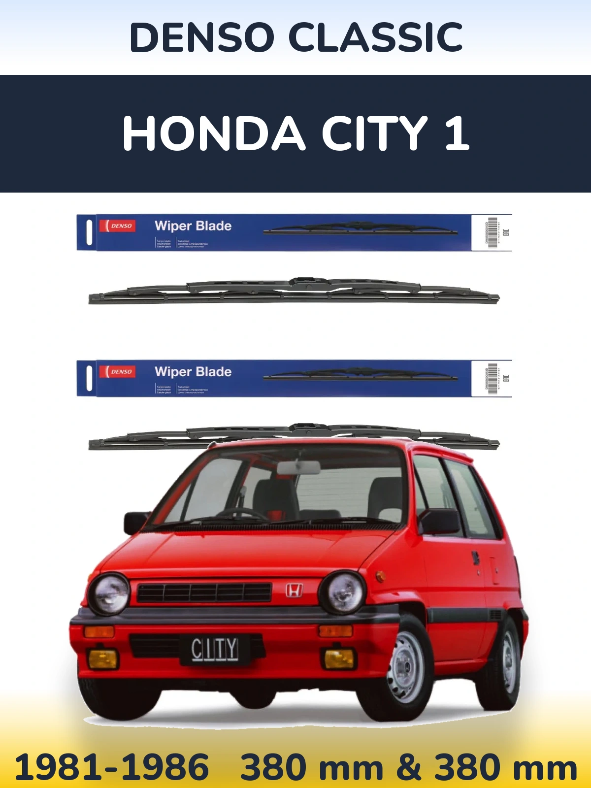 Komplet przednich wycieraczek Denso Classic 380 & 380 mm do Honda City 1 1981-1986