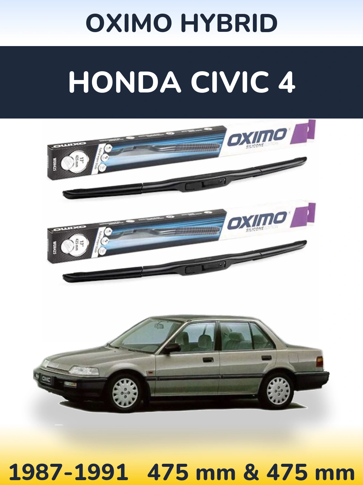 Komplet przednich wycieraczek Oximo Hybrid 475 & 475 mm do Honda Civic 4 1987-1991
