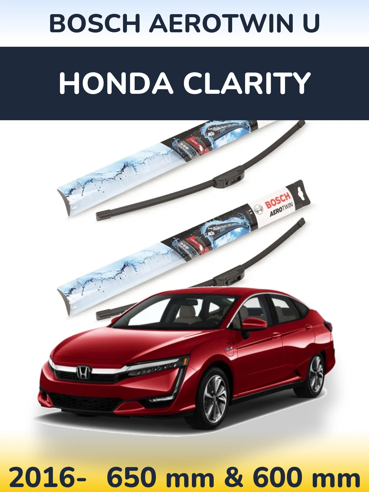 Komplet przednich wycieraczek BOSCH AeroTwin U 650 & 600 mm do Honda Clarity 2016-2026