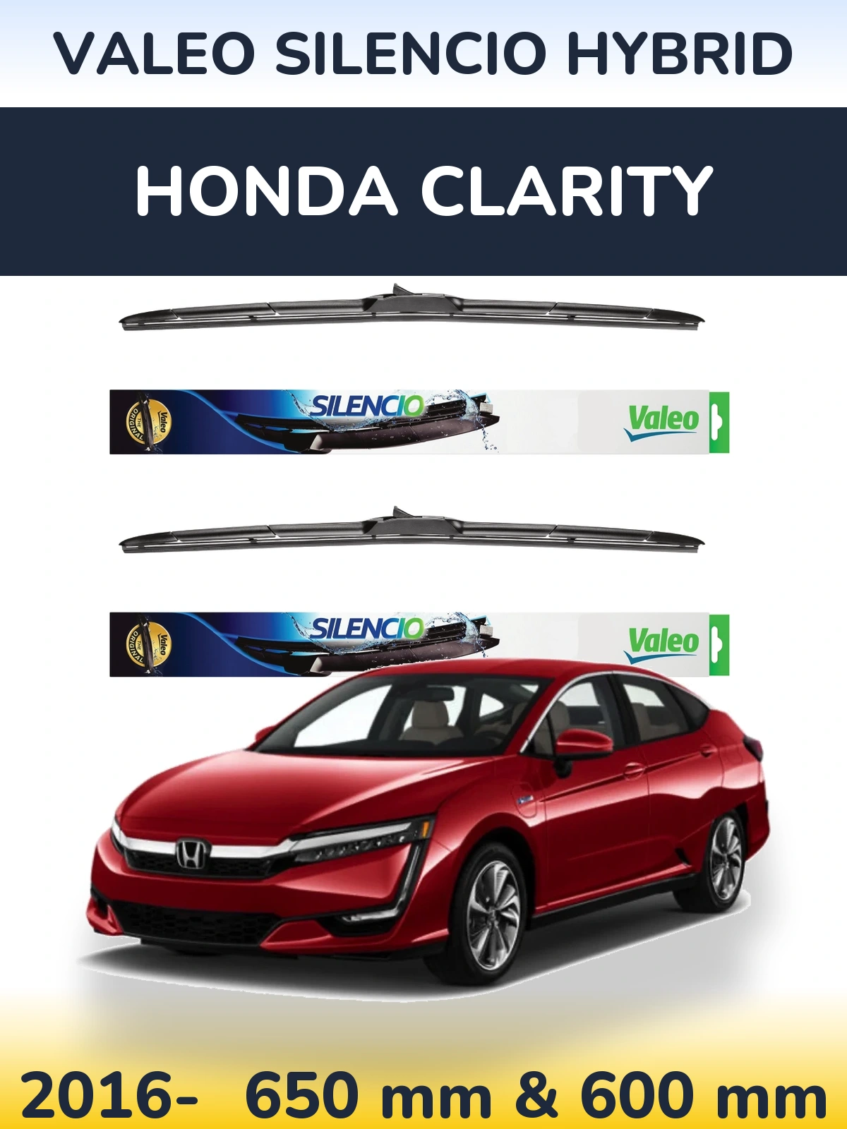 Комплект передних дворников Valeo Silencio Hybrid 650 & 600 мм для Honda Clarity 2016-2026