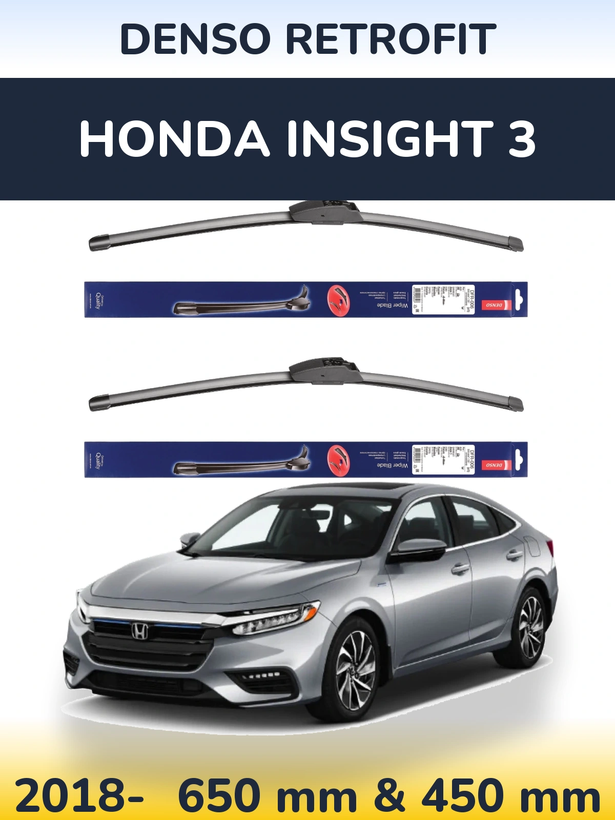 Комплект передніх щіток Denso Retrofit 650 & 450 мм для Honda Insight 3 2018-2026
