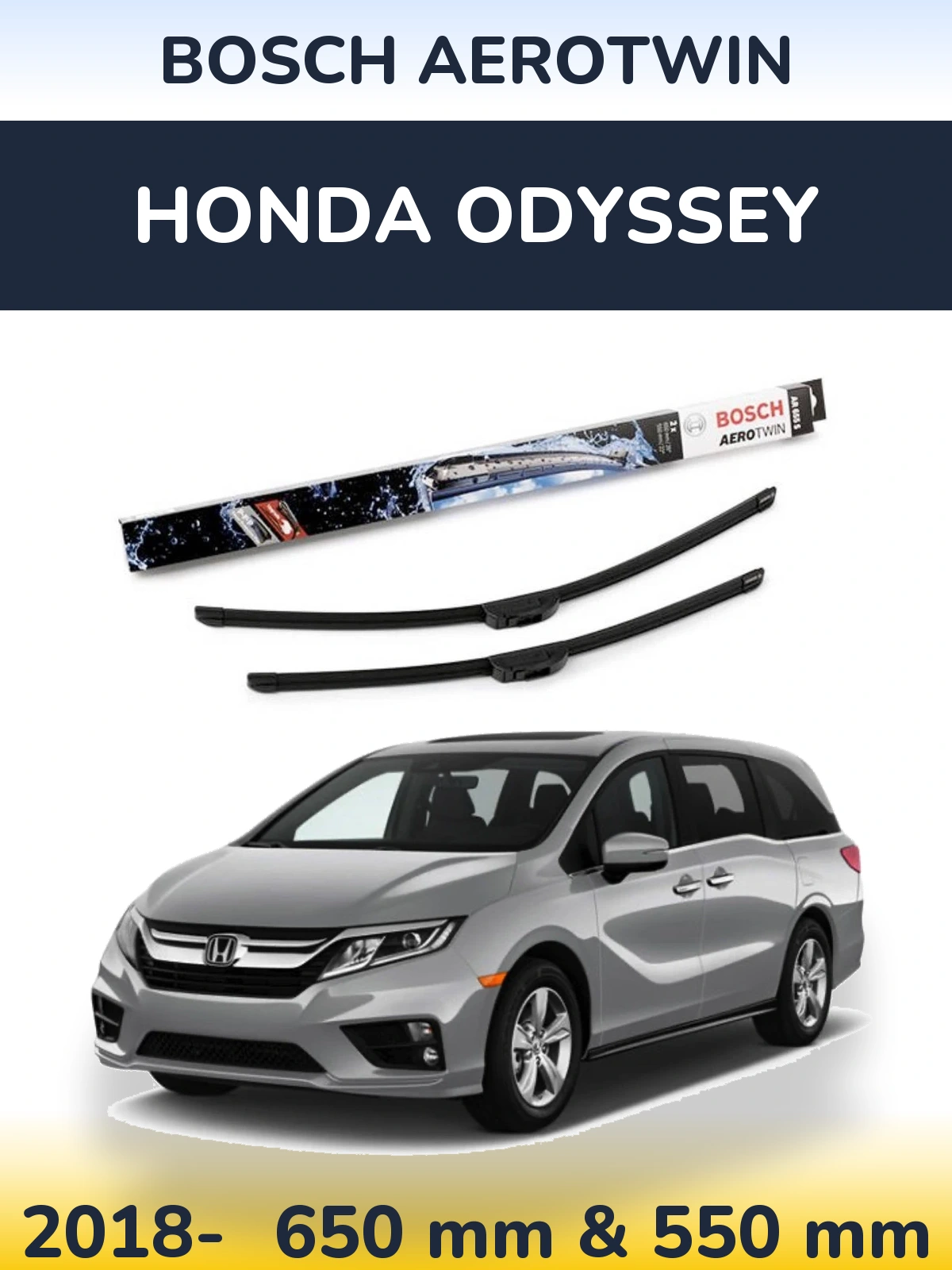 Комплект передніх щіток BOSCH AeroTwin 650 & 550 мм для Honda Odyssey 2018-2026