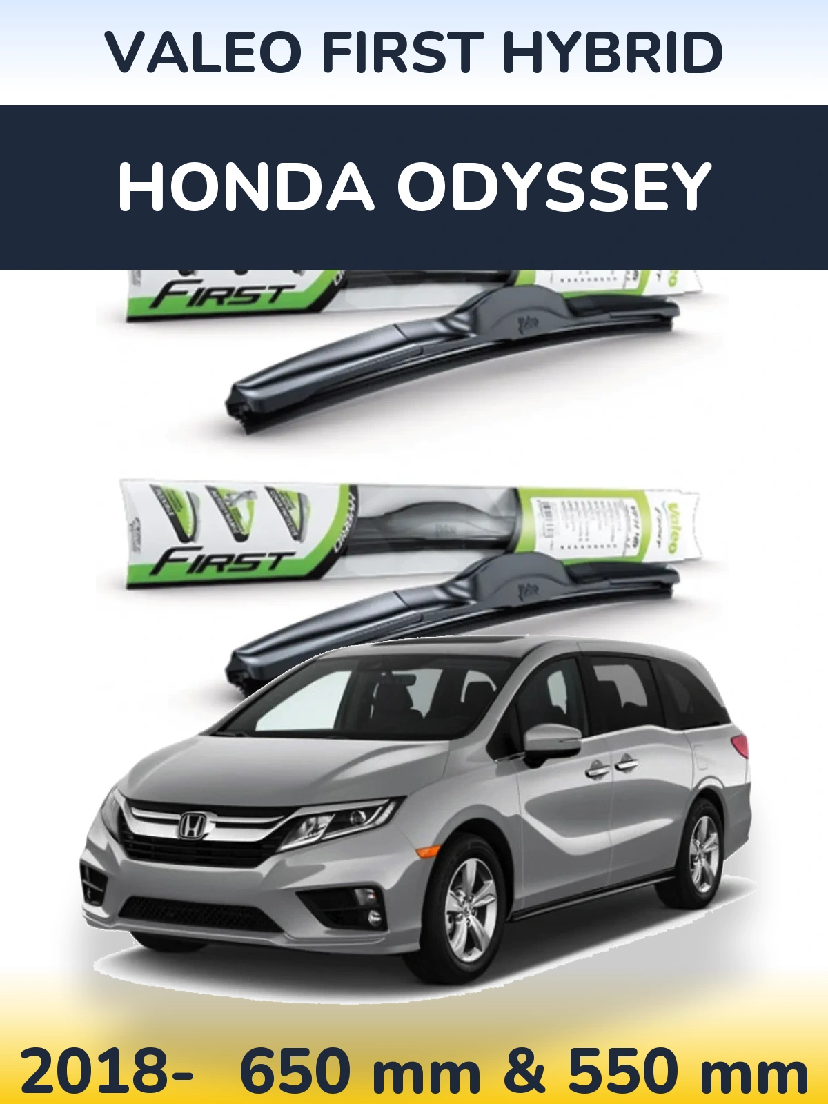 Komplet przednich wycieraczek Valeo First Hybrid 650 & 550 mm do Honda Odyssey 5 2018-2026