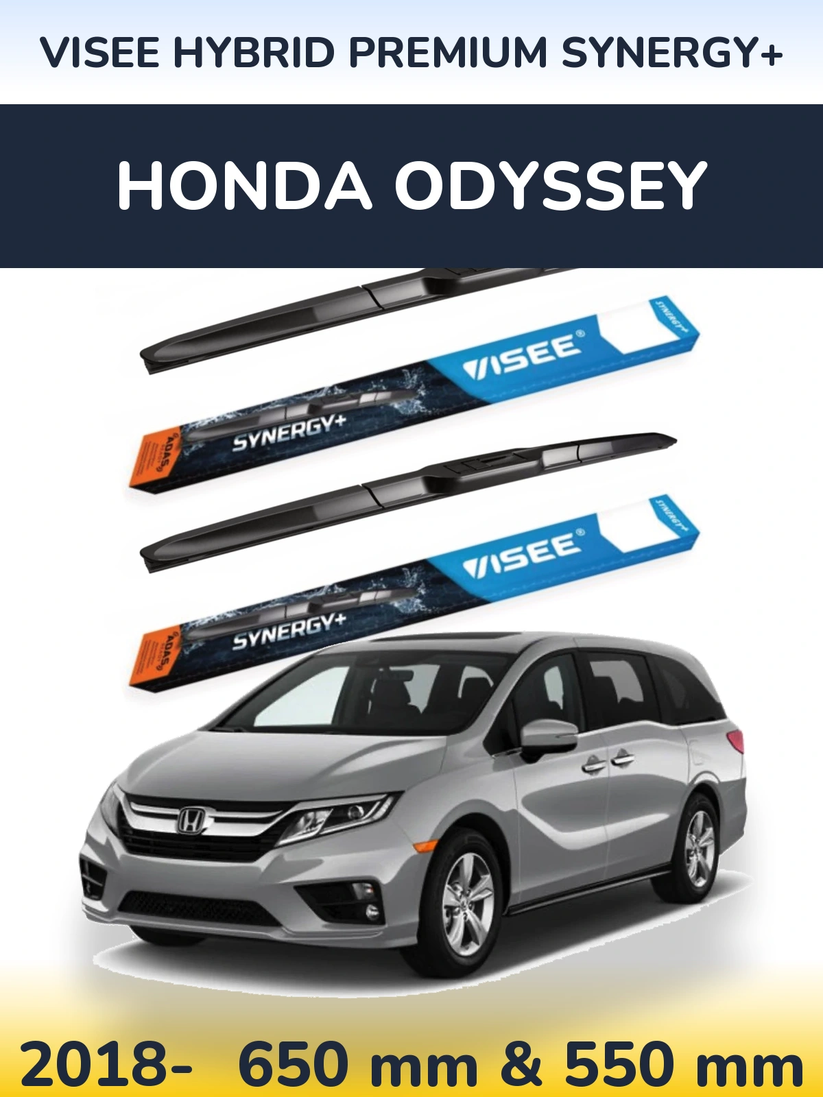 Комплект передних дворников VISEE HYBRID PREMIUM SYNERGY+ 650 & 550 мм для Honda Odyssey 2018-2026