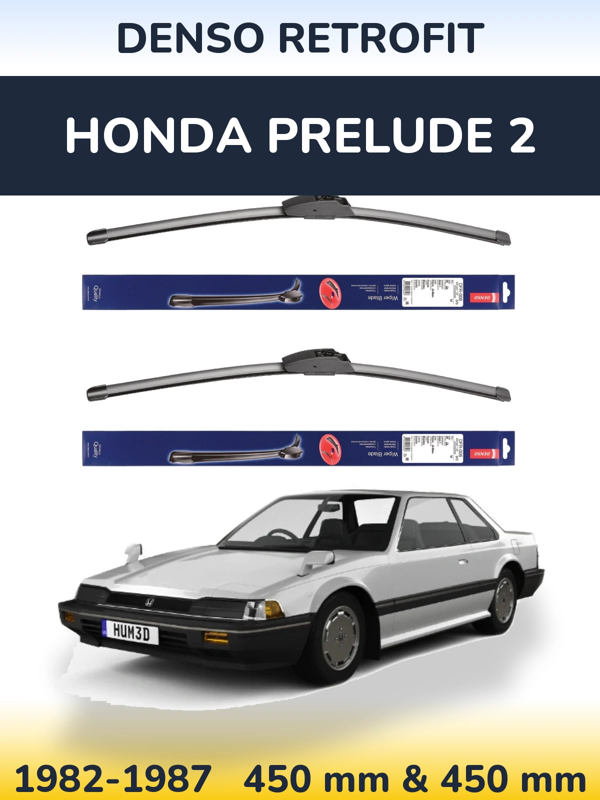 Комплект передніх щіток Denso Retrofit 450 & 450 мм для Honda Prelude 2 1982-1987