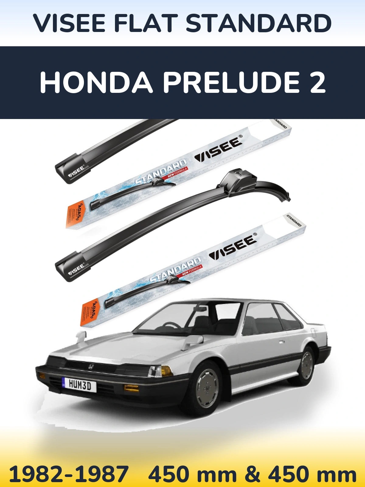 Комплект передних дворников VISEE FLAT STANDARD 450 & 450 мм для Honda Prelude 2 1982-1987