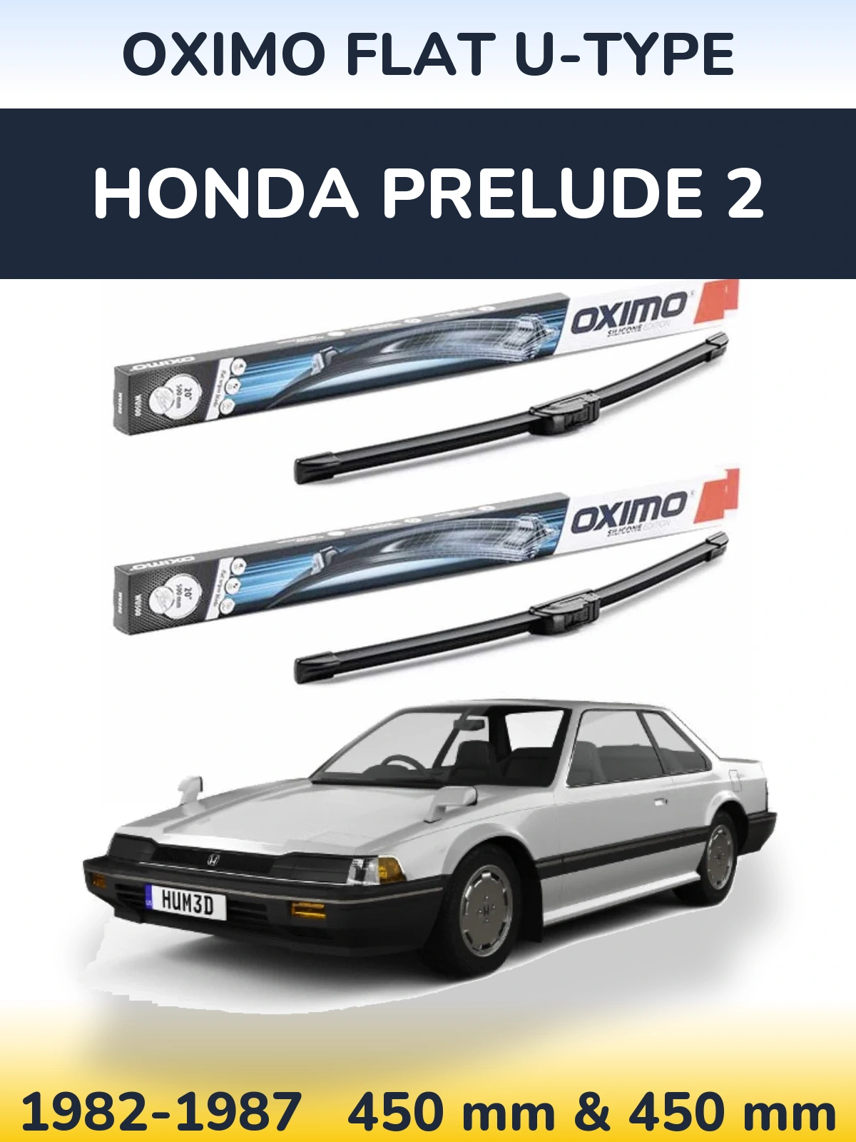 Комплект передних дворников Oximo Flat U-type 450 & 450 мм для Honda Prelude 2 1982-1987
