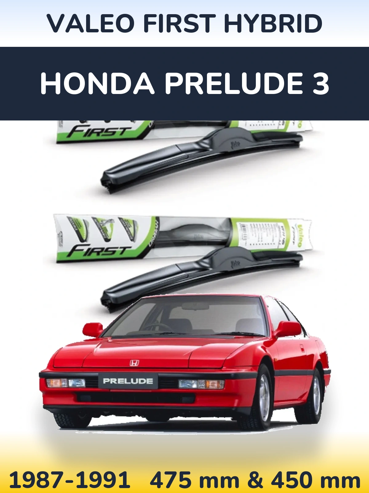 Комплект передних дворников Valeo First Hybrid 475 & 450 мм для Honda Prelude 3 1987-1991