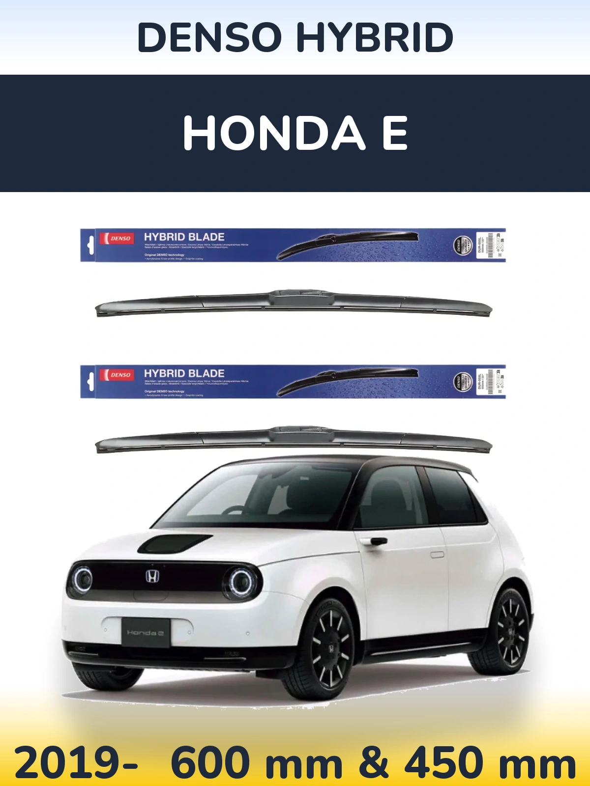 Komplet przednich wycieraczek Denso Hybrid 600 & 450 mm do Honda E 2019-2026