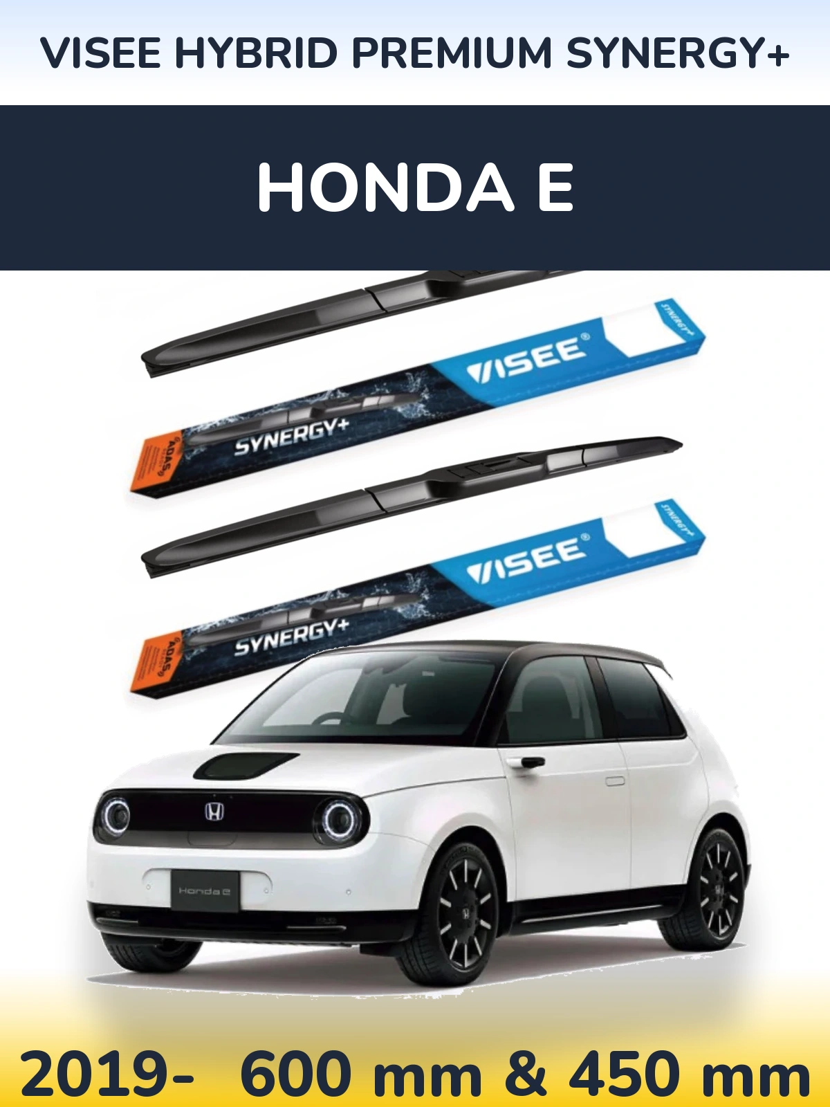 Комплект передніх щіток VISEE HYBRID PREMIUM SYNERGY+ 600 & 450 мм для Honda E 2019-2026