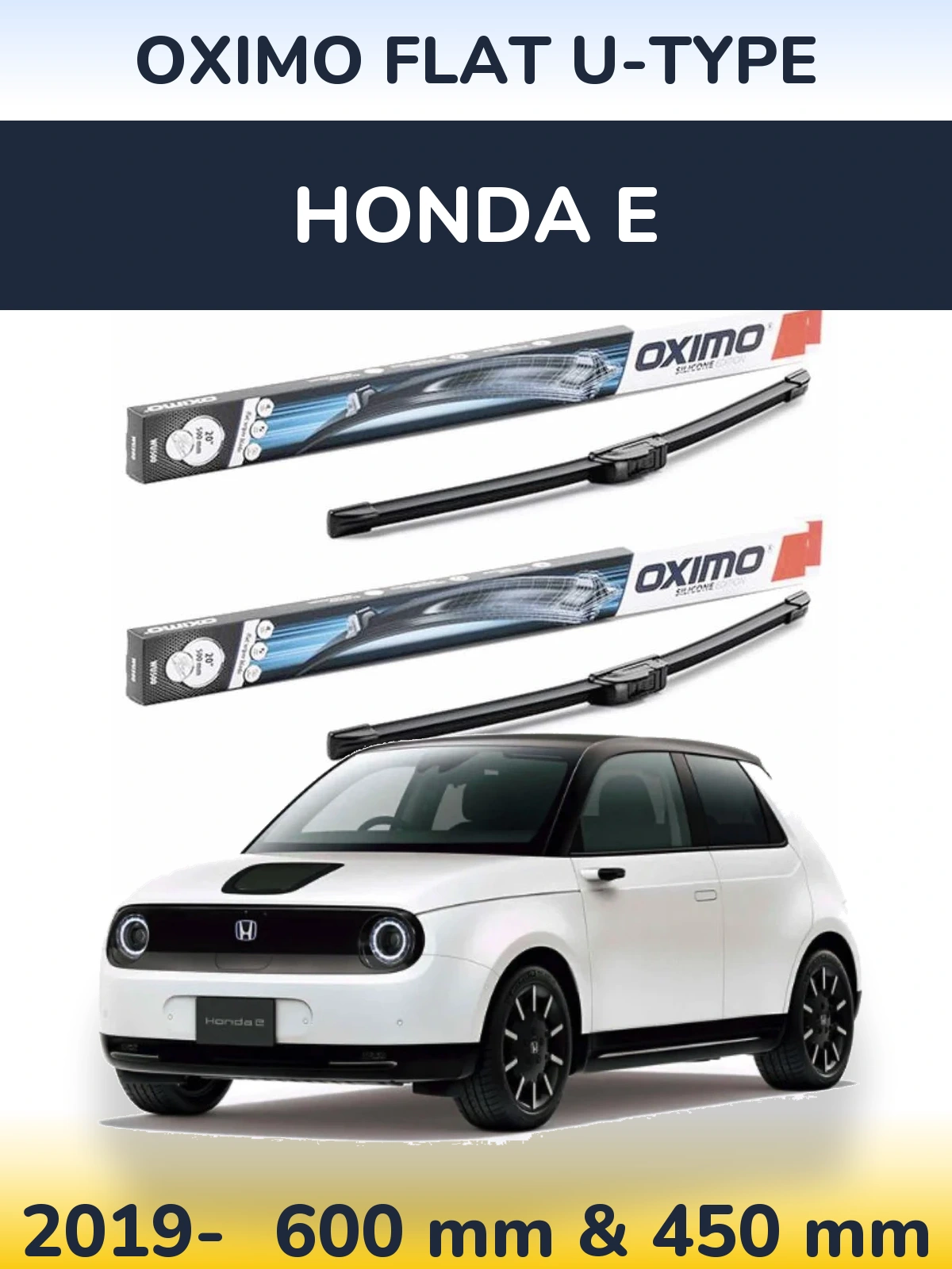 Komplet przednich wycieraczek Oximo Flat U-type 600 & 450 mm do Honda E 2019-2026