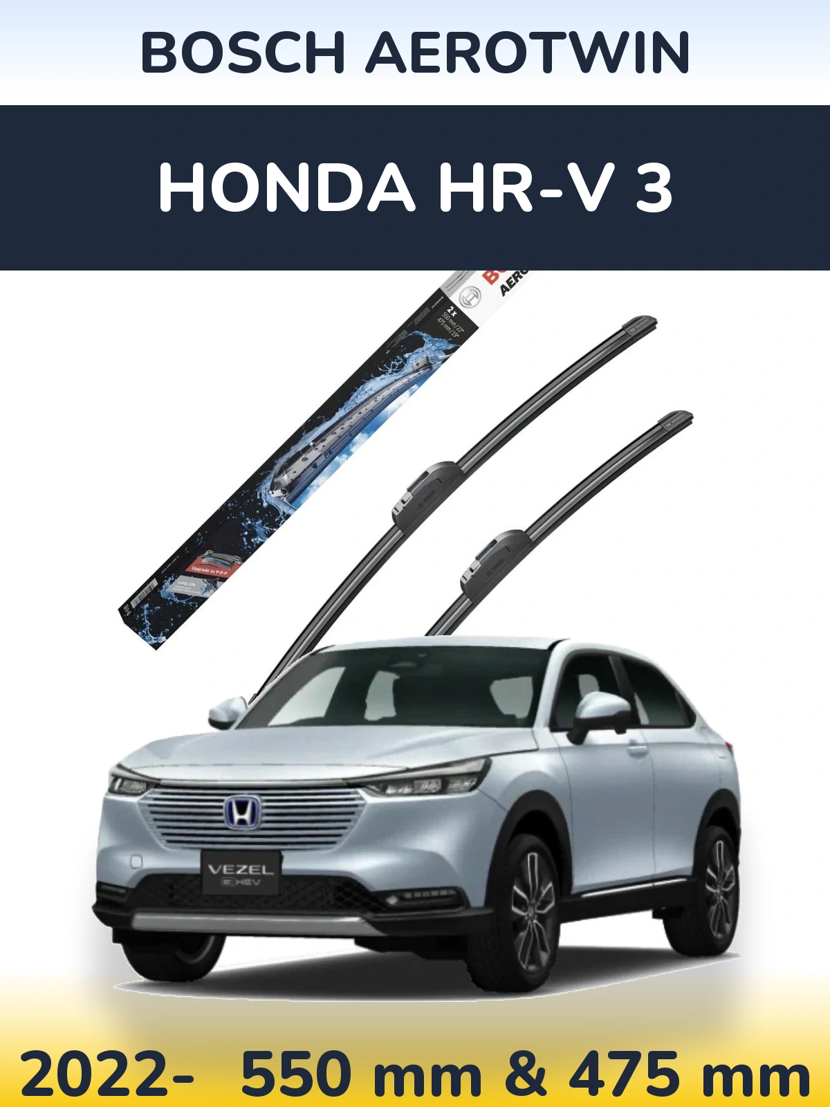 Komplet przednich wycieraczek BOSCH AeroTwin 550 & 475 mm do Honda HR-V 3 2022-2026