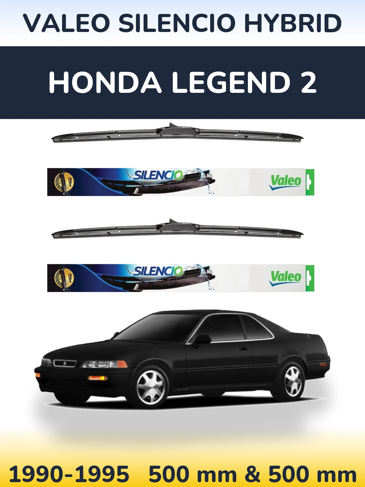 Комплект передних дворников Valeo Silencio Hybrid 500 & 500 мм для Honda Legend 2 1990-1995