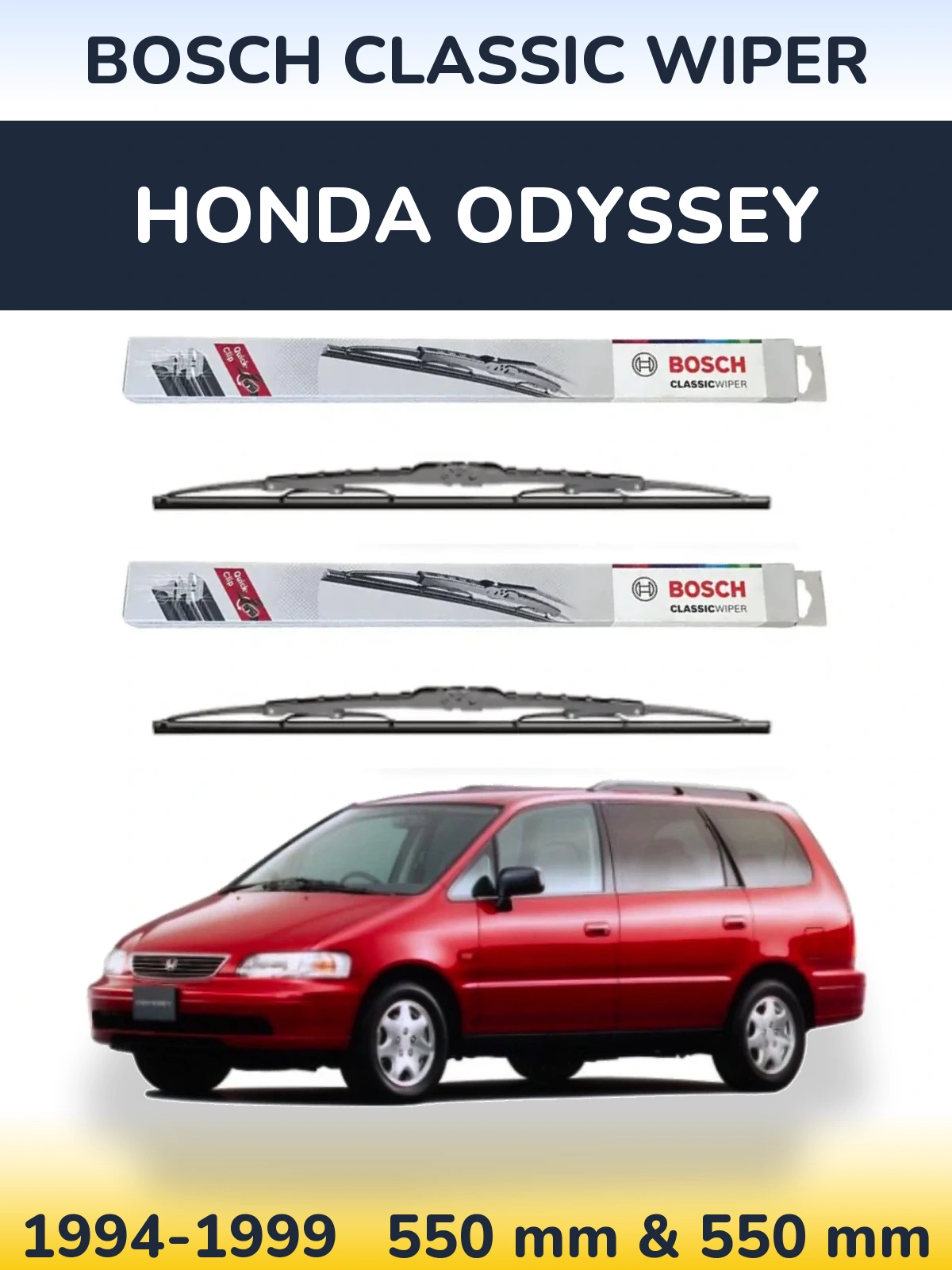 Комплект передніх щіток BOSCH Classic Wiper 550 & 550 мм для Honda Odyssey 1994-1999