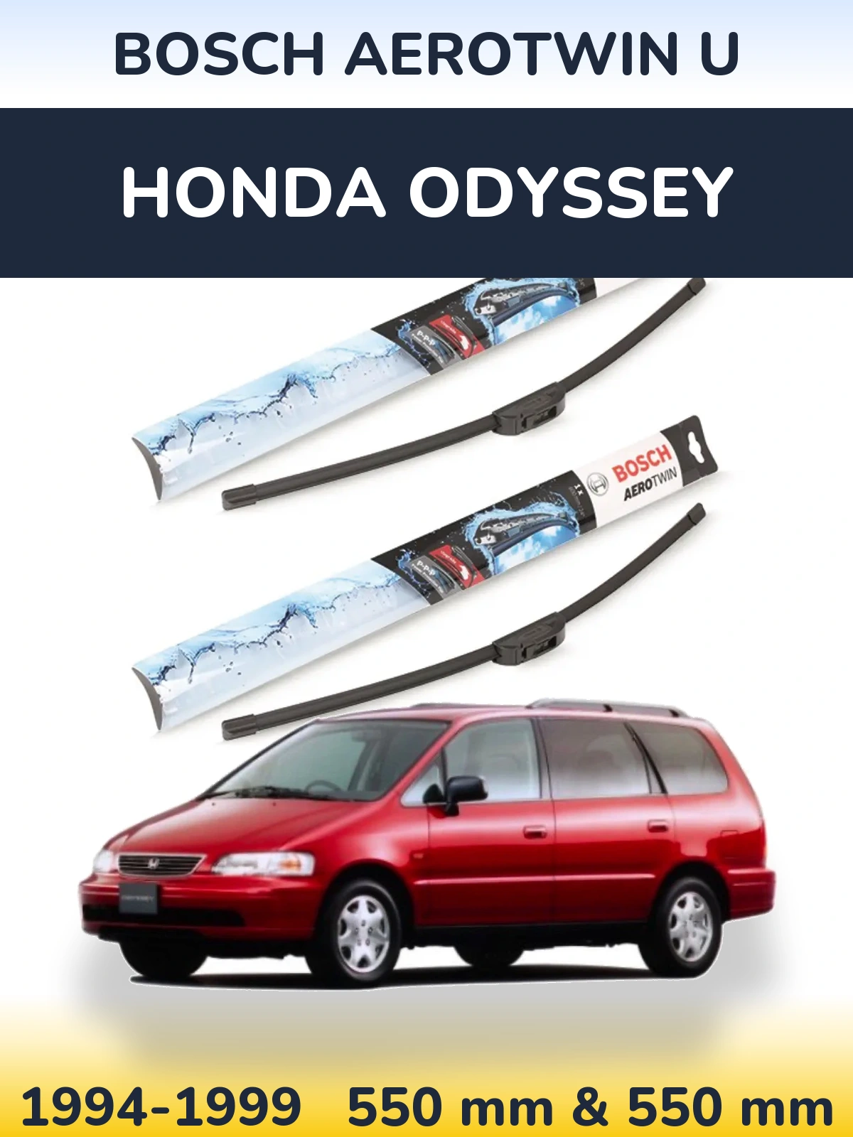 Komplet przednich wycieraczek BOSCH AeroTwin U 550 & 550 mm do Honda Odyssey 1 1994-1999