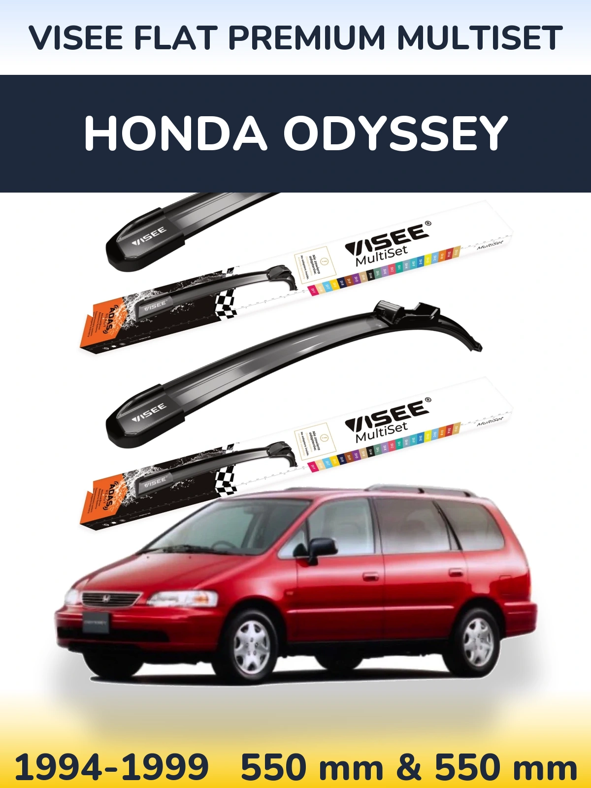 Komplet przednich wycieraczek VISEE FLAT PREMIUM MultiSet 550 & 550 mm do Honda Odyssey 1 1994-1999