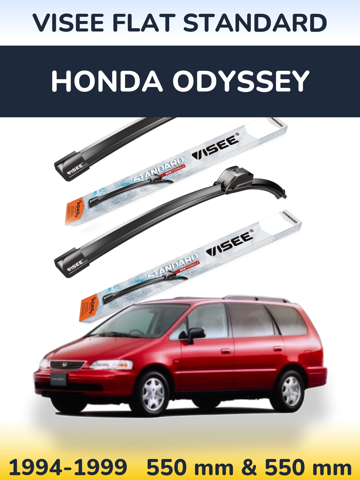 Front wiper blade set VISEE FLAT STANDARD 550 & 550 mm for Honda Odyssey 1994-1999