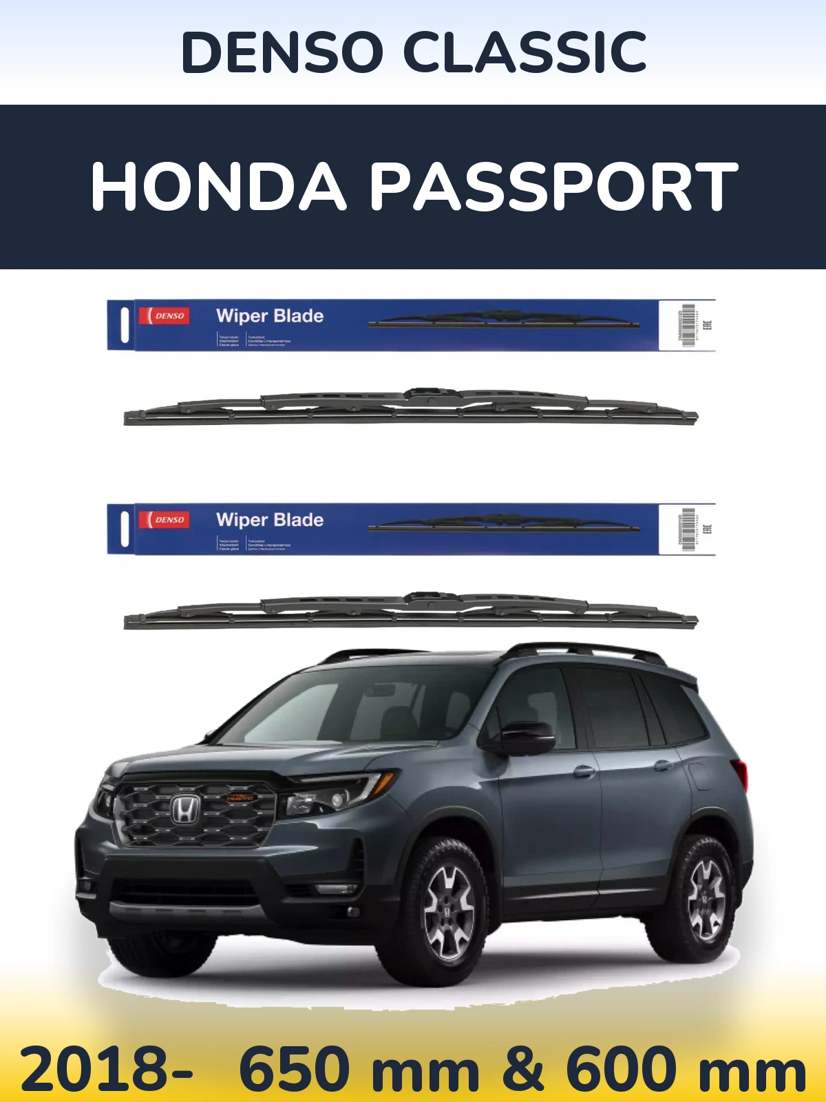 Komplet przednich wycieraczek Denso Classic 650 & 600 mm do Honda Passport 2018-2026