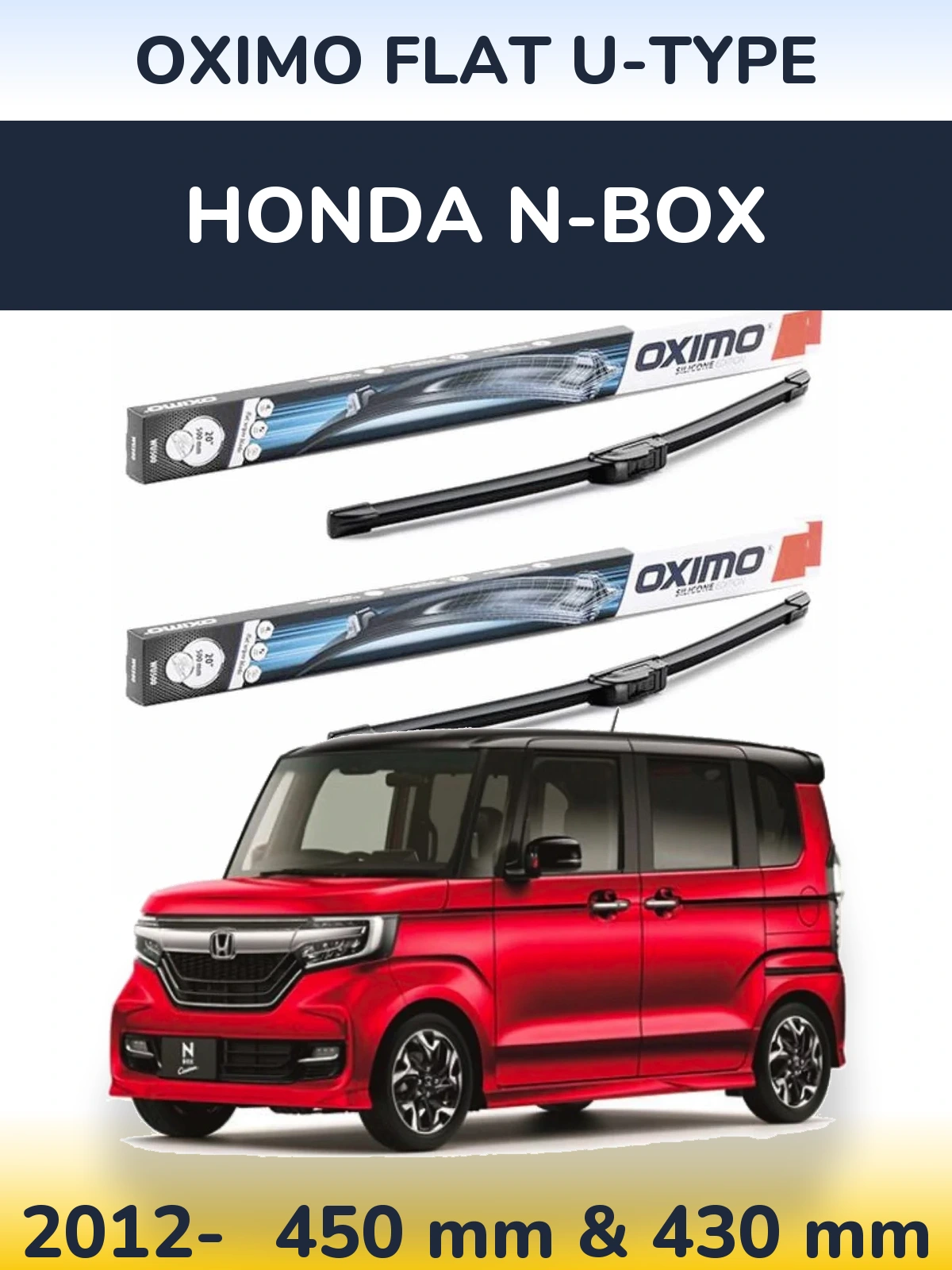 Komplet przednich wycieraczek Oximo Flat U-type 450 & 430 mm do Honda N-box 2012-2026