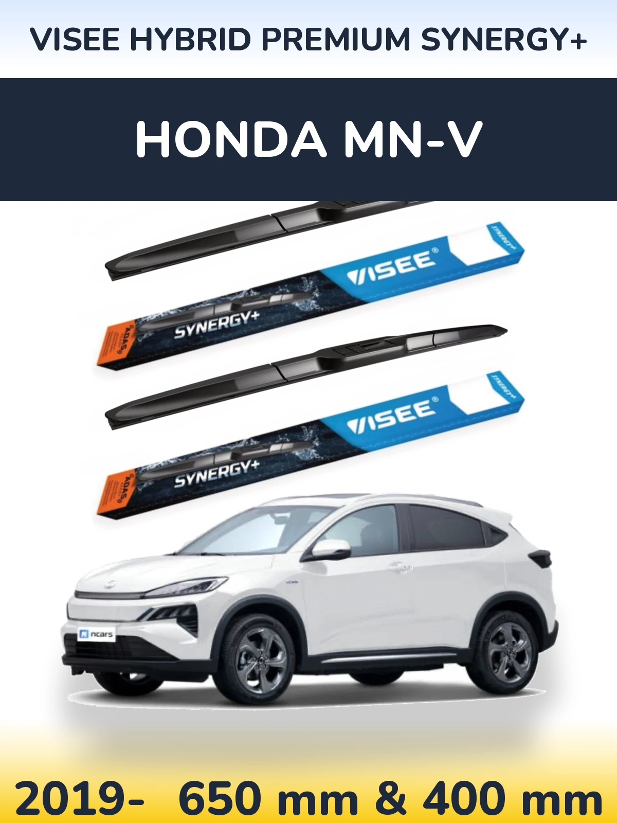 Комплект передніх щіток VISEE HYBRID PREMIUM SYNERGY+ 650 & 400 мм для Honda MN-V 2019-2026
