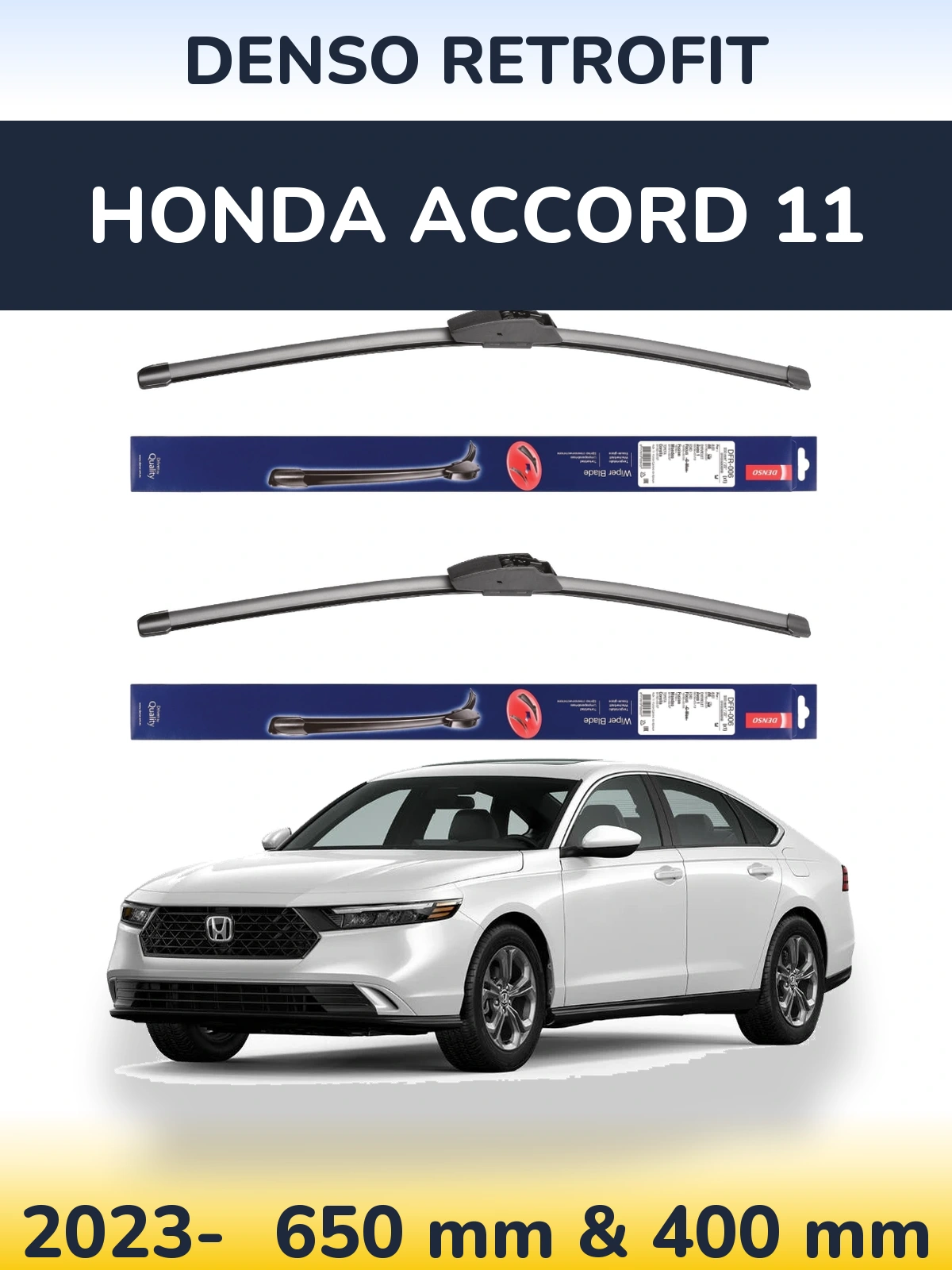 Комплект передних дворников Denso Retrofit 650 & 400 мм для Honda Accord 11 2023-2026