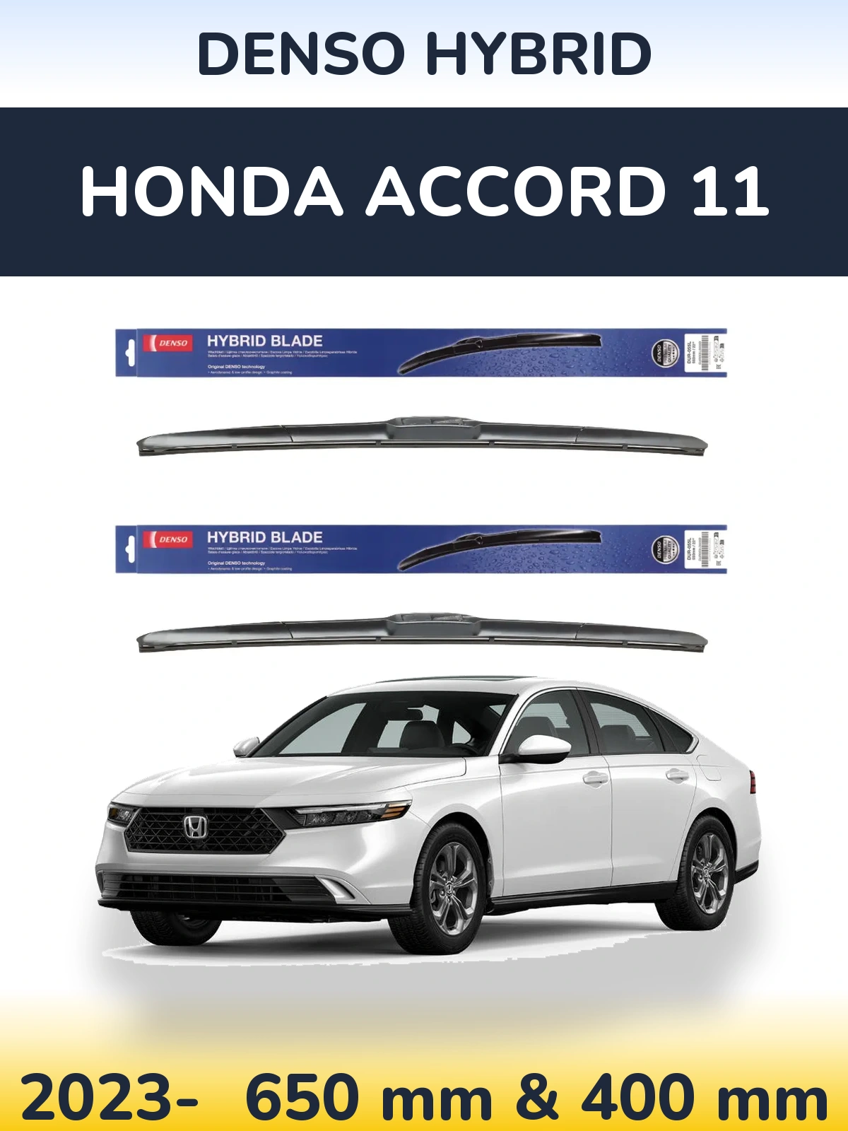 Komplet przednich wycieraczek Denso Hybrid 650 & 400 mm do Honda Accord 11 2023-2026