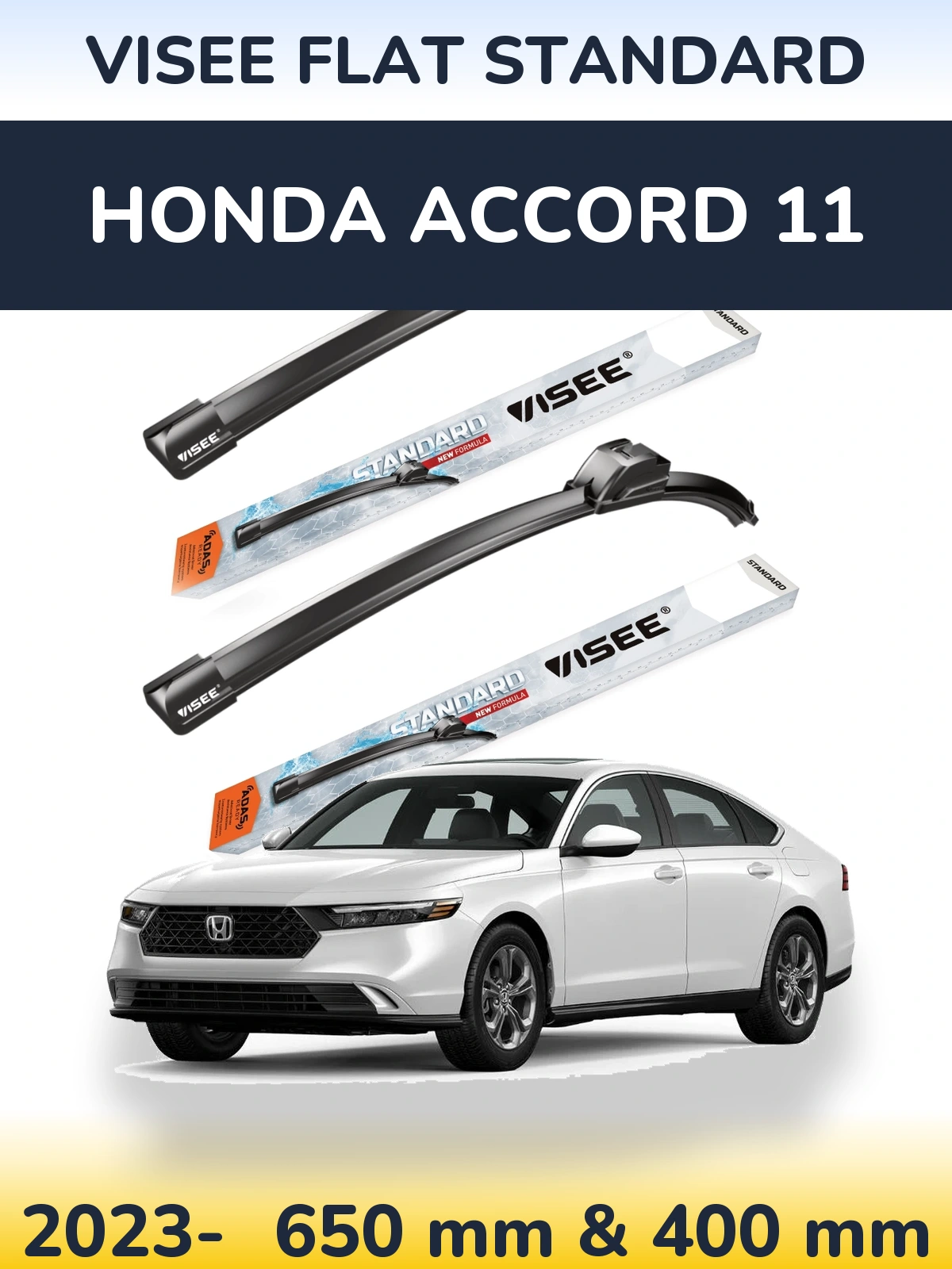 Комплект передних дворников VISEE FLAT STANDARD 650 & 400 мм для Honda Accord 11 2023-2026