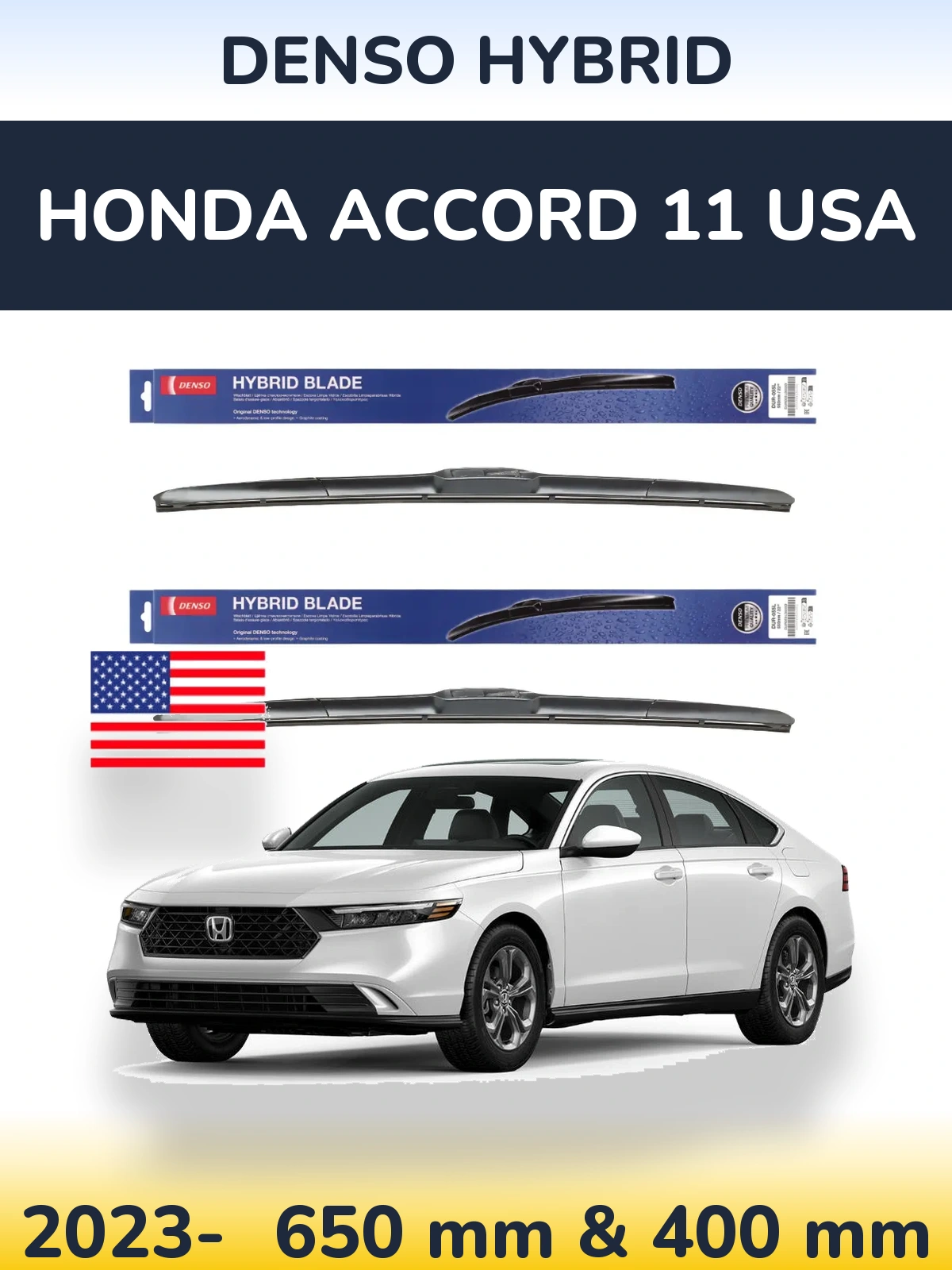 Komplet przednich wycieraczek Denso Hybrid 650 & 400 mm do Honda Accord 11 USA 2023-2026