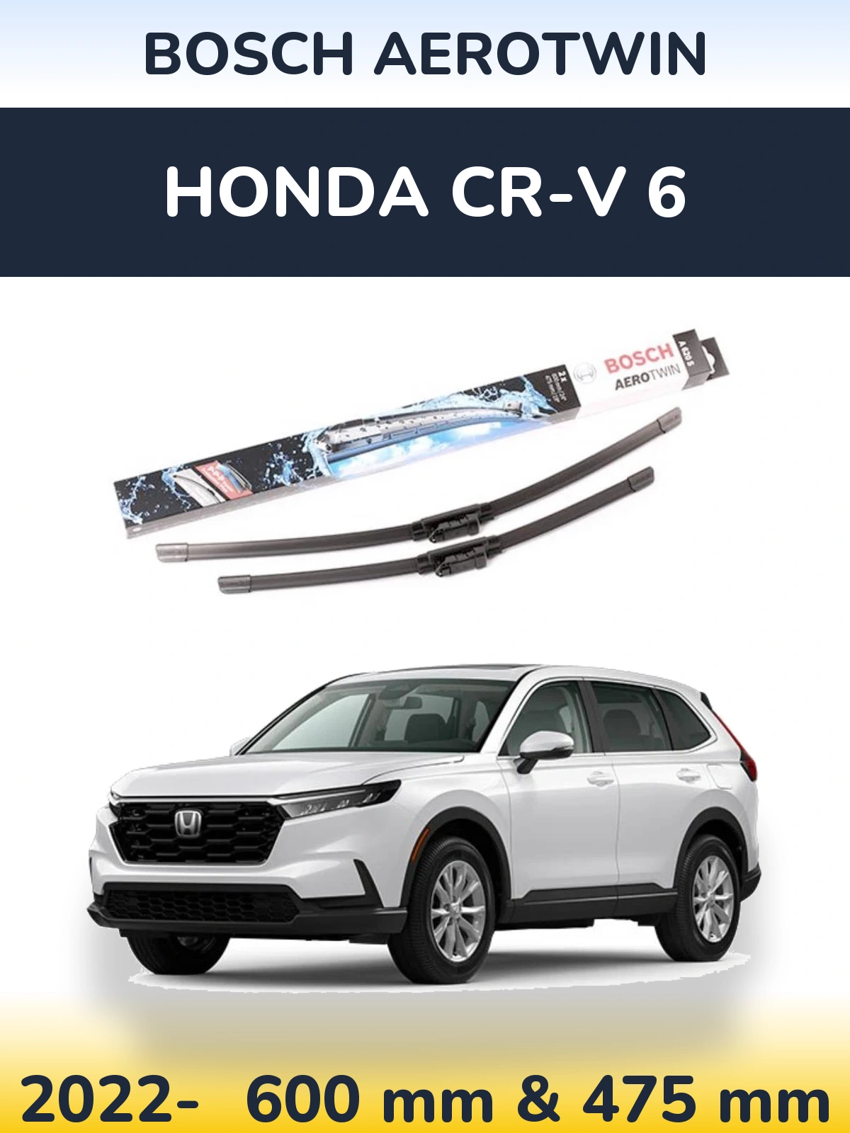 Комплект передних дворников BOSCH AeroTwin 600 & 475 мм для Honda CR-V 6 2022-2026