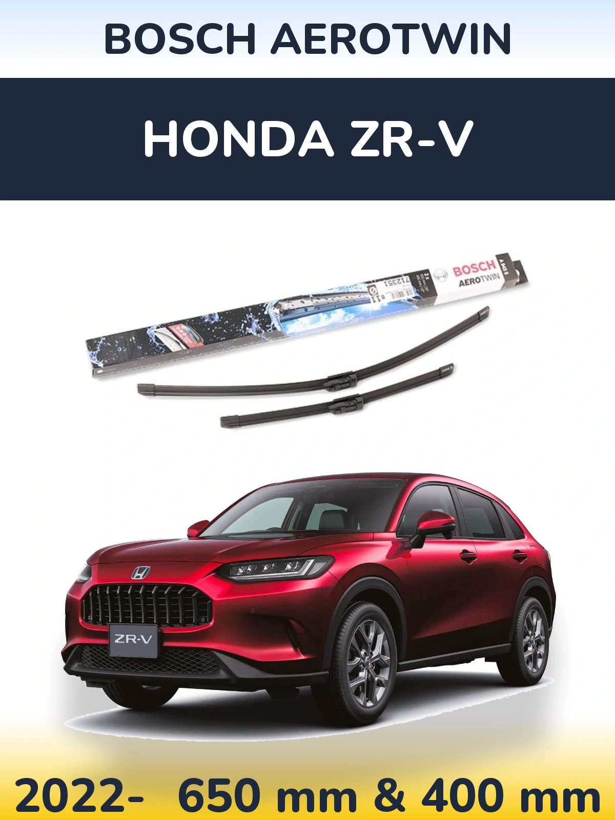 Komplet przednich wycieraczek BOSCH AeroTwin 650 & 400 mm do Honda ZR-V 2022-2026