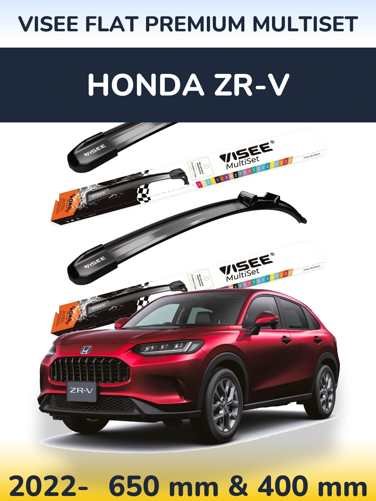 Komplet przednich wycieraczek VISEE FLAT PREMIUM MultiSet 650 & 400 mm do Honda ZR-V 2022-2026