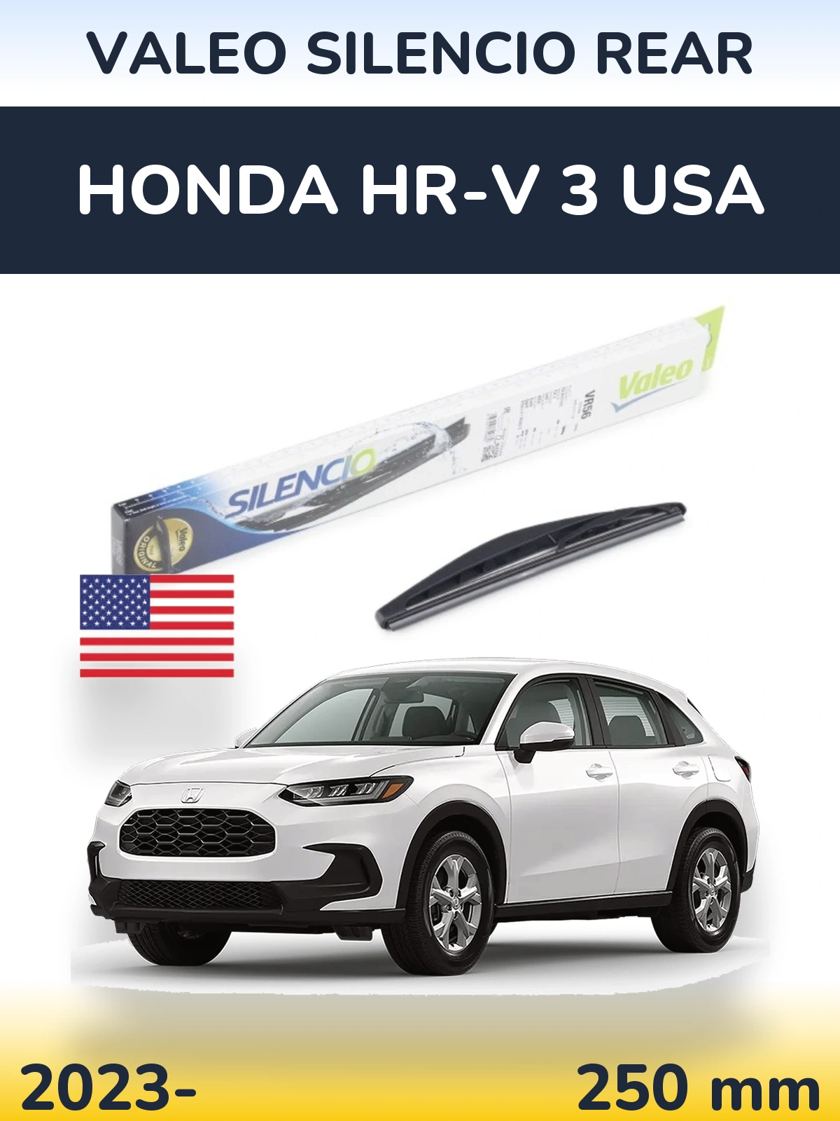 Rear wiper blade Valeo Silencio Rear 240 mm for Honda HR-V 3 USA 2023-2026