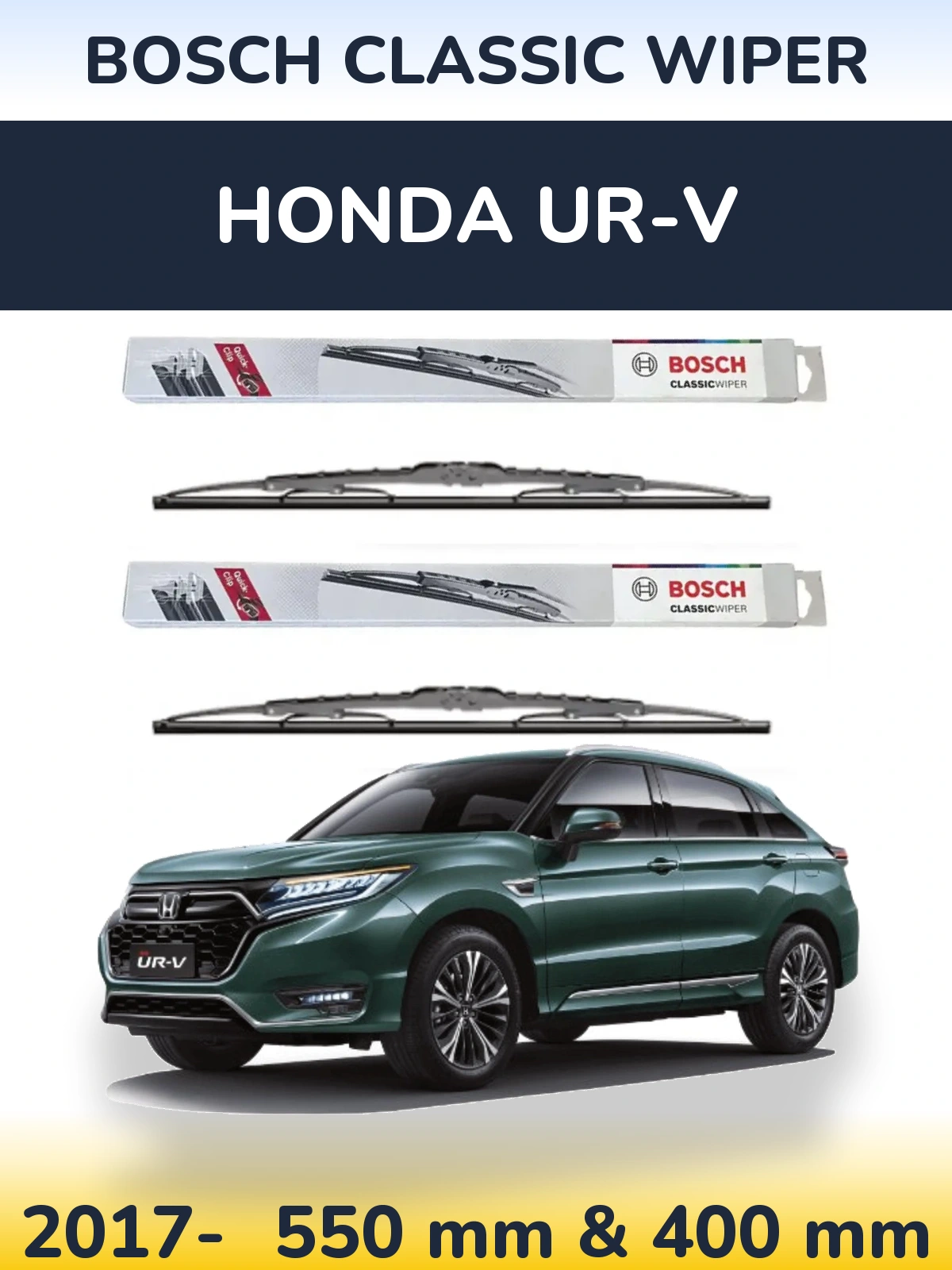 Komplet przednich wycieraczek BOSCH Classic Wiper 550 & 400 mm do Honda UR-V 2017-2026