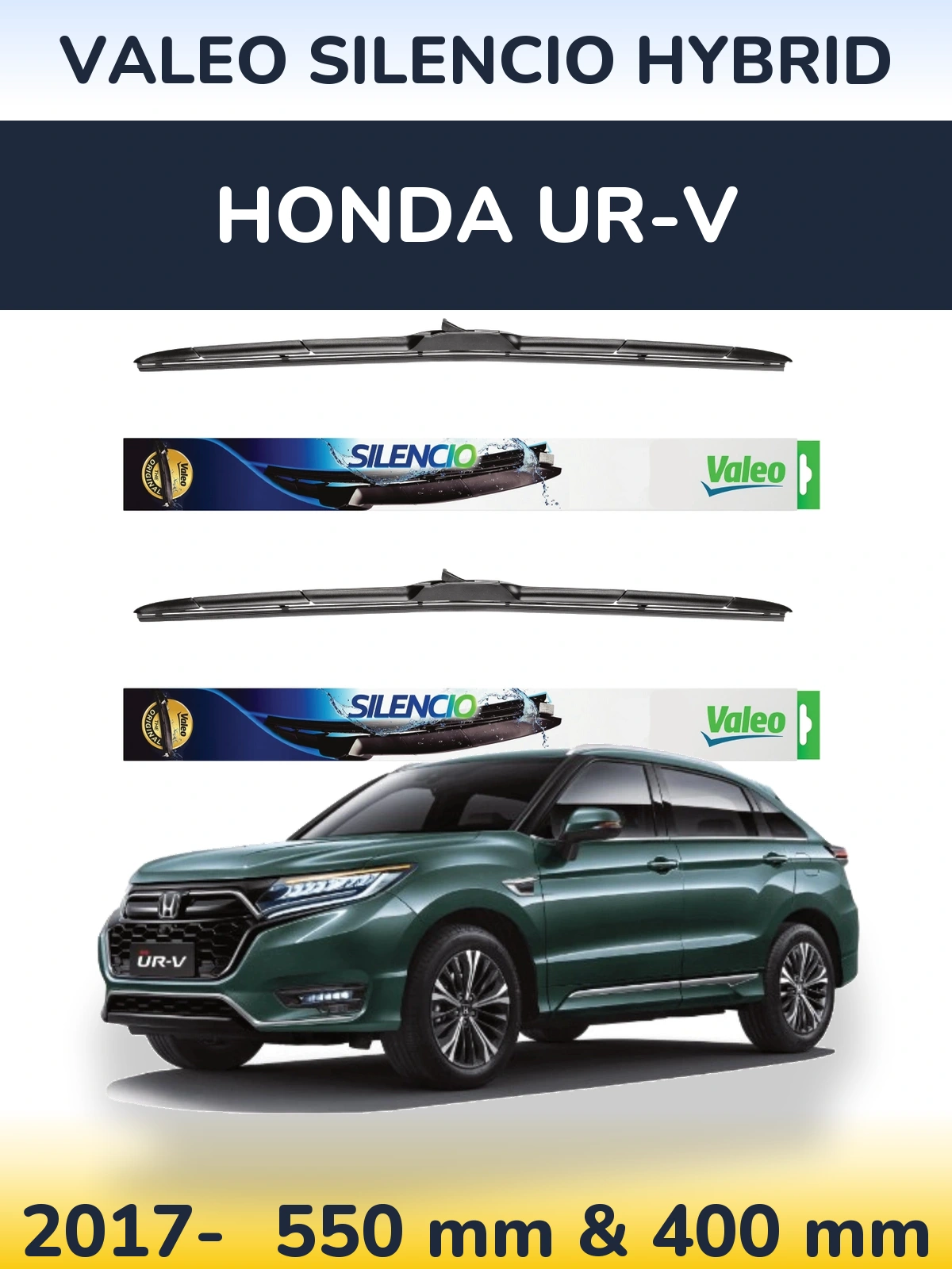 Komplet przednich wycieraczek Valeo Silencio Hybrid 550 & 400 mm do Honda UR-V 2017-2026