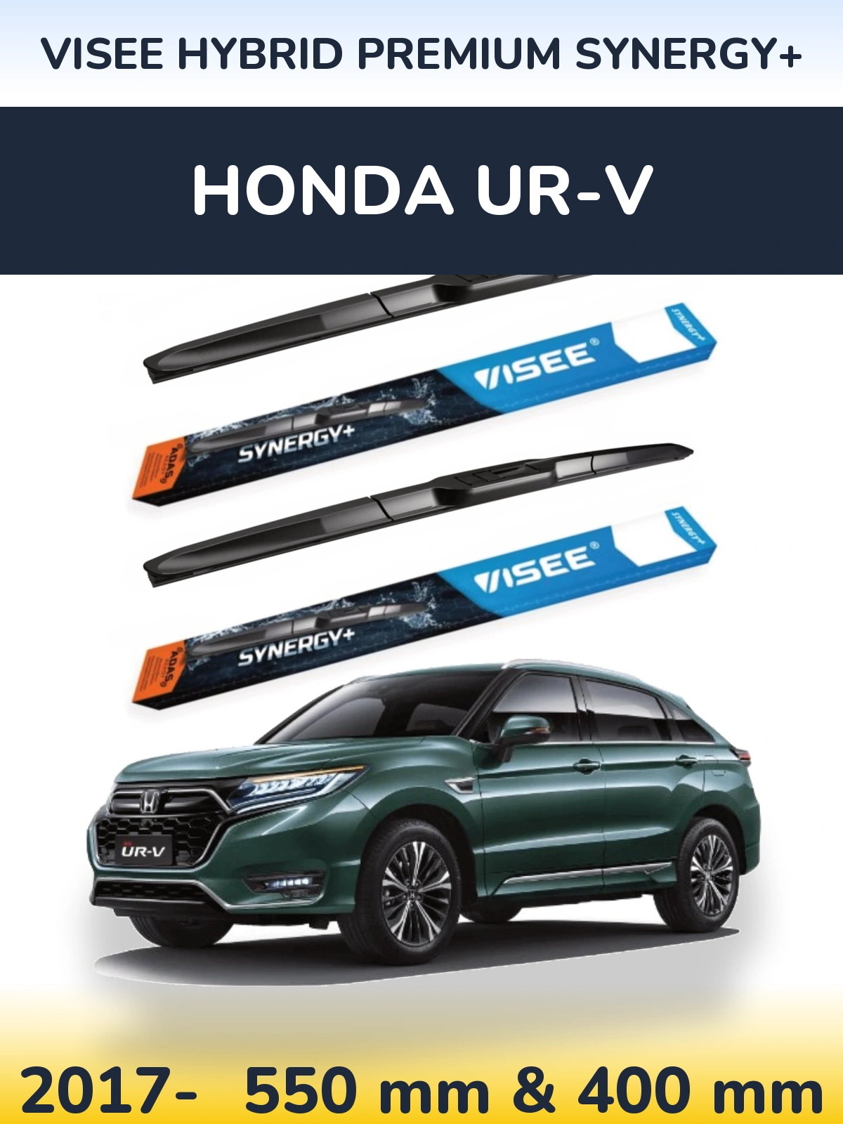 Front wiper blade set VISEE HYBRID PREMIUM SYNERGY+ 550 & 400 mm for Honda UR-V 2017-2026