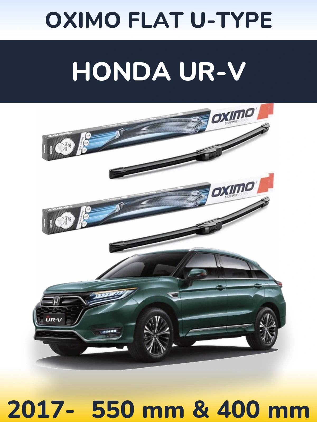 Комплект передніх щіток Oximo Flat U-type 550 & 400 мм для Honda UR-V 2017-2026