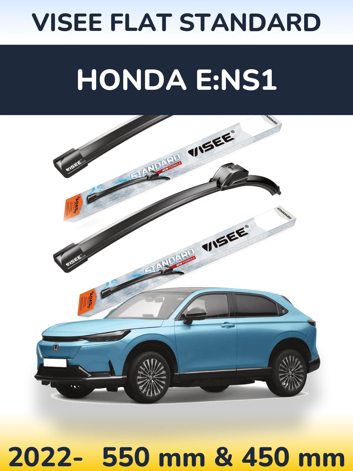 Komplet przednich wycieraczek VISEE FLAT STANDARD 550 & 450 mm do Honda e:NS1 2022-2026