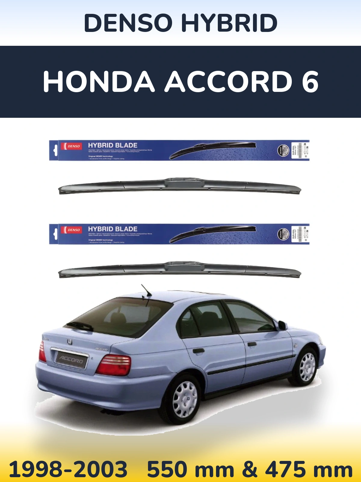 Komplet przednich wycieraczek Denso Hybrid 550 & 475 mm do Honda Accord 6 1998-2003