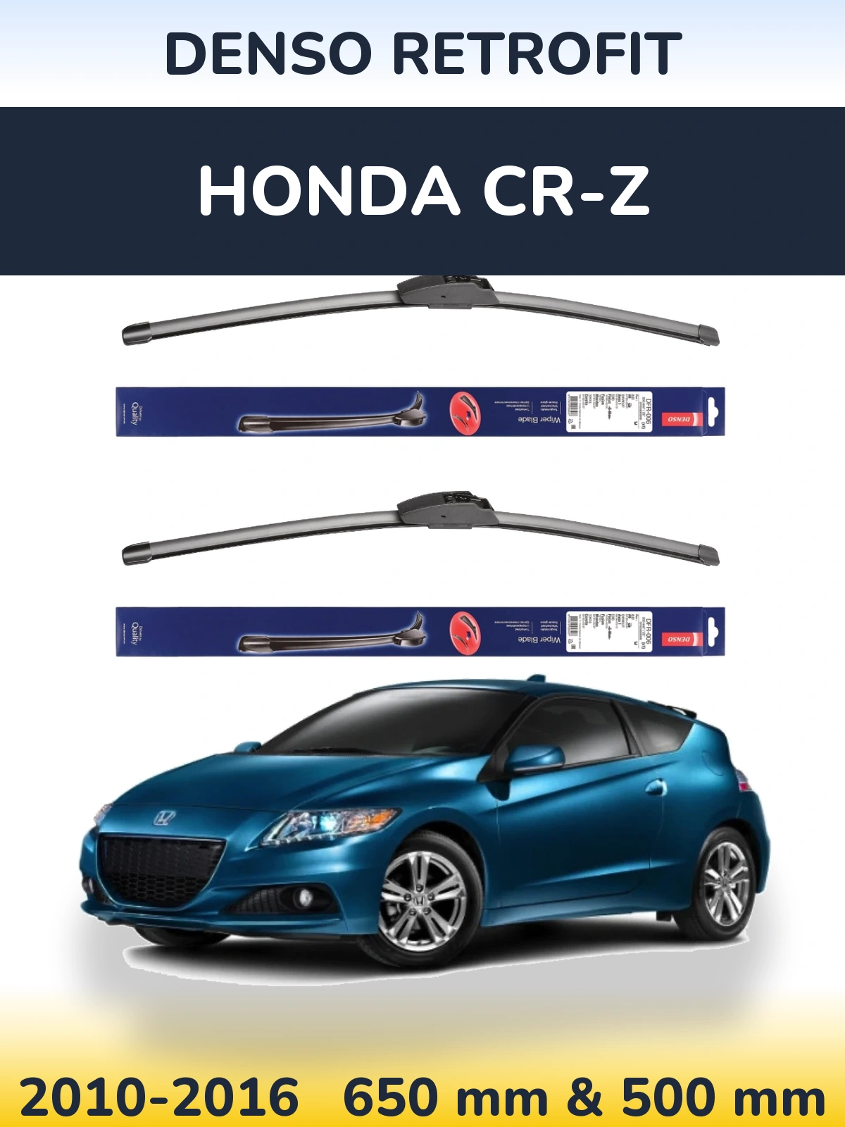 Комплект передніх щіток Denso Retrofit 650 & 500 мм для Honda CR-Z 2010-2016