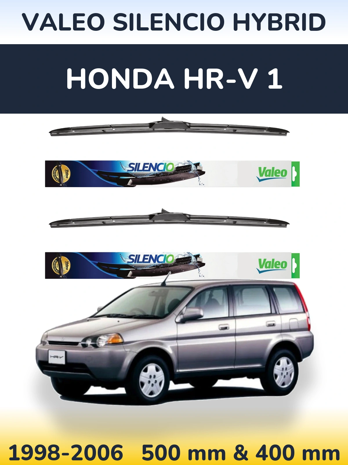Комплект передніх щіток Valeo Silencio Hybrid 500 & 400 мм для Honda HR-V 1 1998-2006