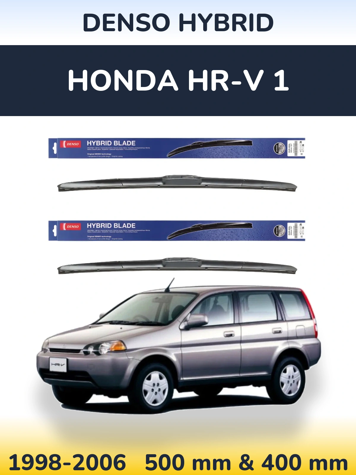 Komplet przednich wycieraczek Denso Hybrid 500 & 400 mm do Honda HR-V 1 1998-2006