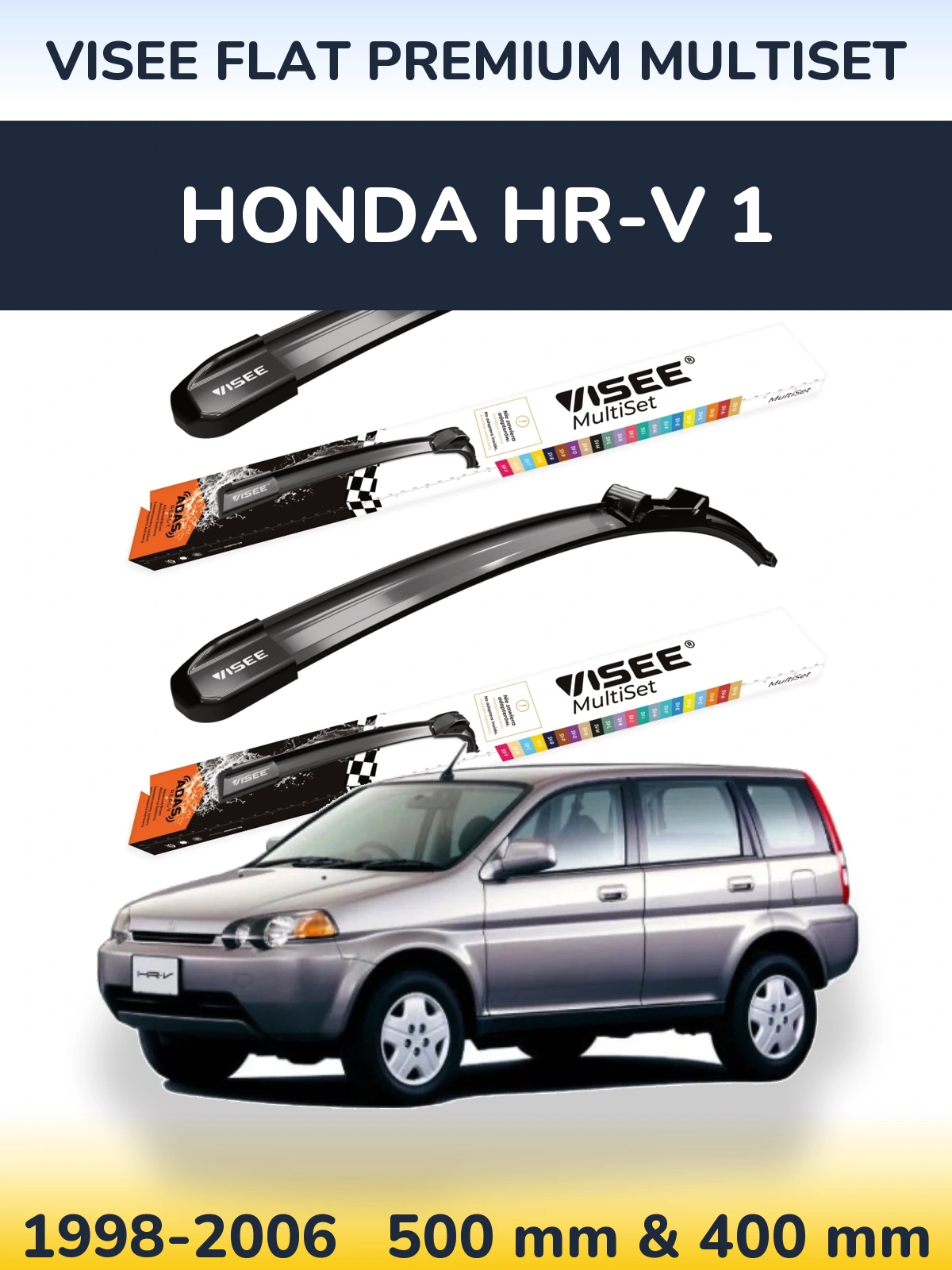 Комплект передніх щіток VISEE FLAT PREMIUM MultiSet 500 & 400 мм для Honda HR-V 1 1998-2006
