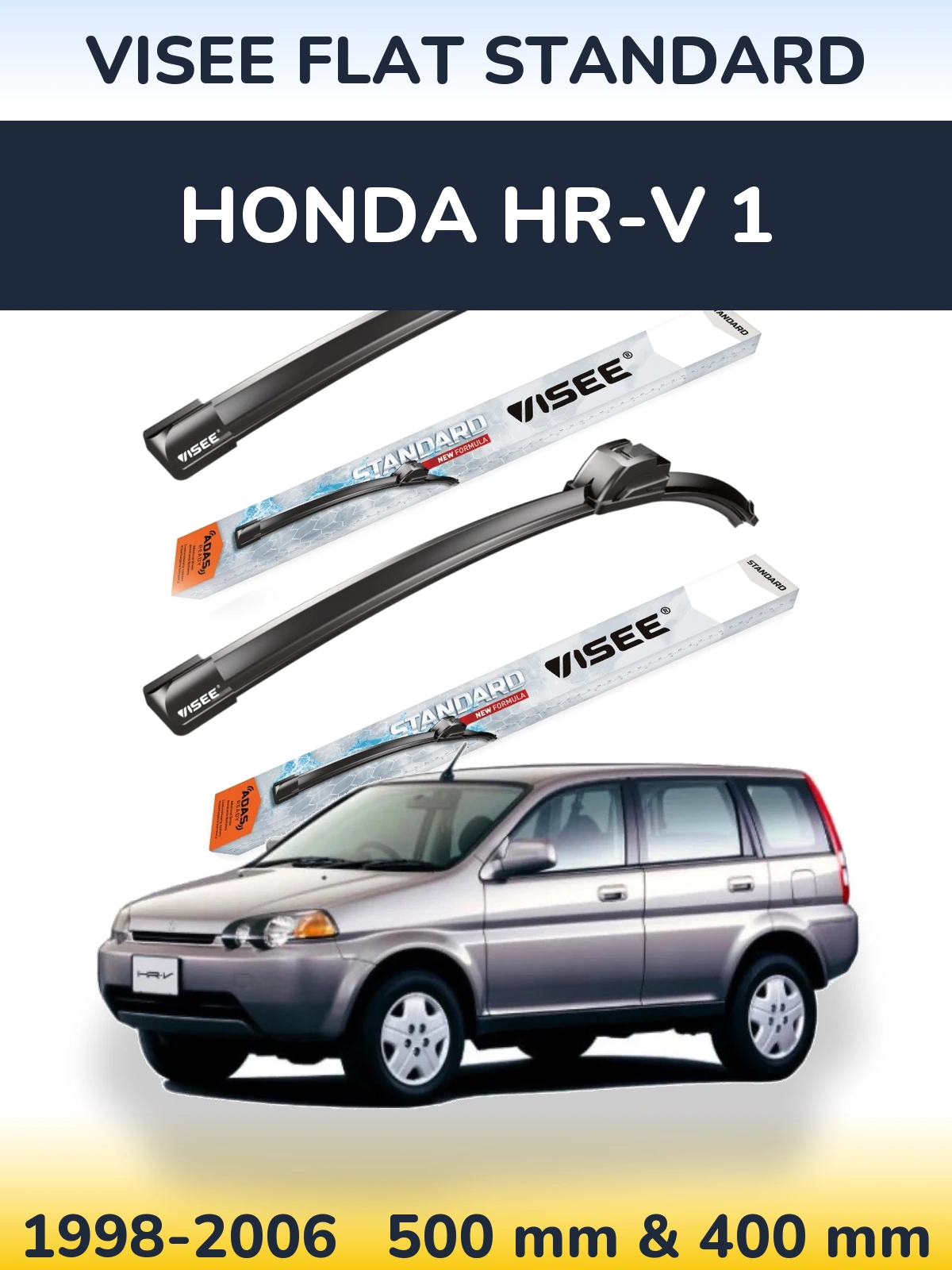 Комплект передніх щіток VISEE FLAT STANDARD 500 & 400 мм для Honda HR-V 1 1998-2006