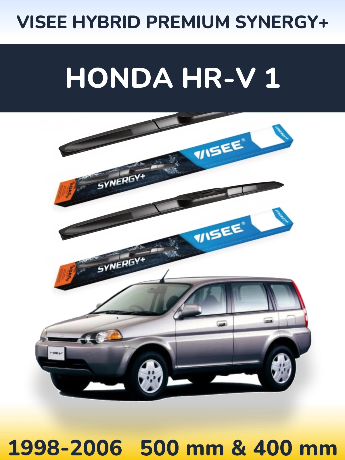 Front wiper blade set VISEE HYBRID PREMIUM SYNERGY+ 500 & 400 mm for Honda HR-V 1 1998-2006