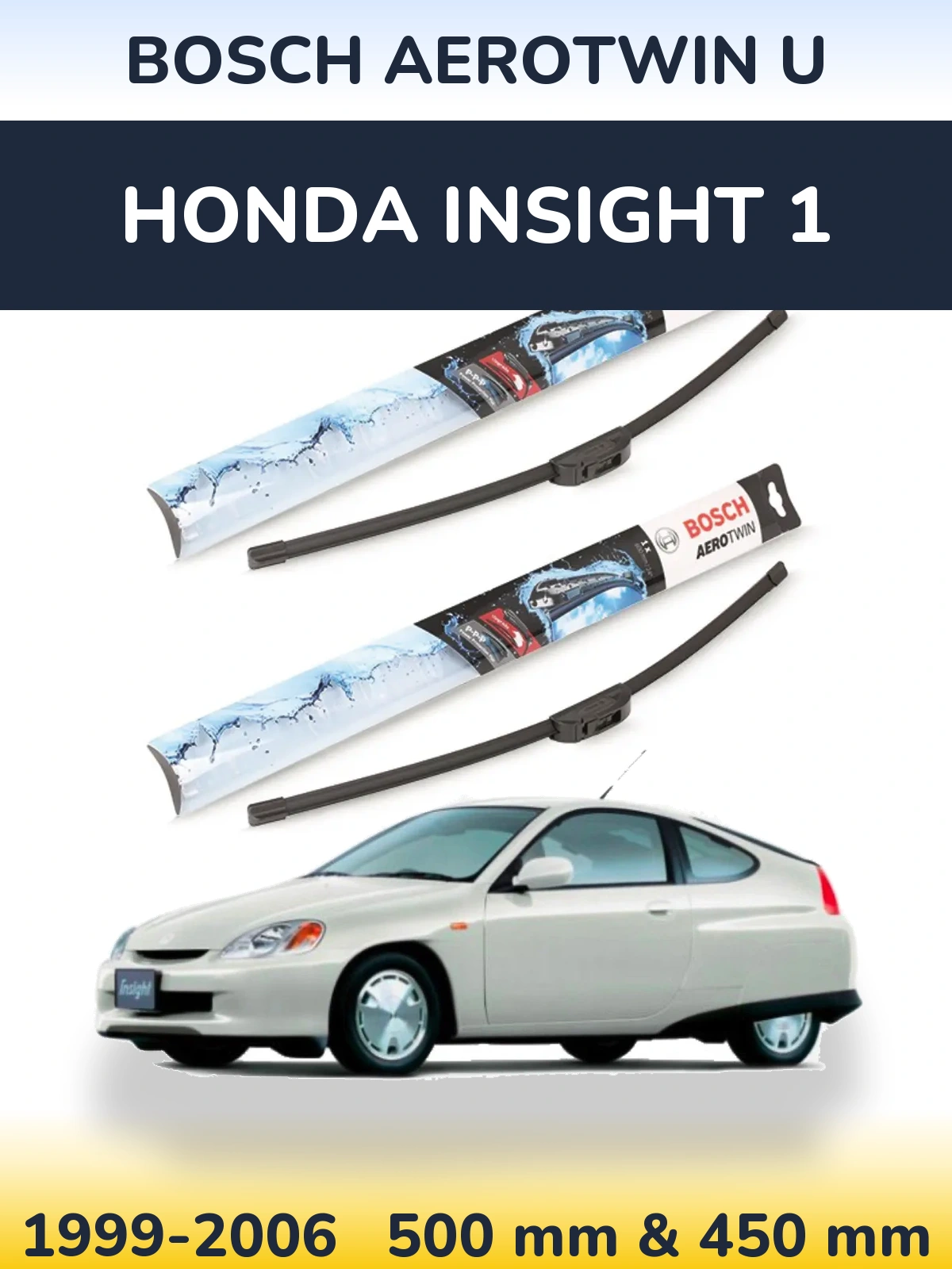 Комплект передних дворников BOSCH AeroTwin U 500 & 450 мм для Honda Insight 1 1999-2006
