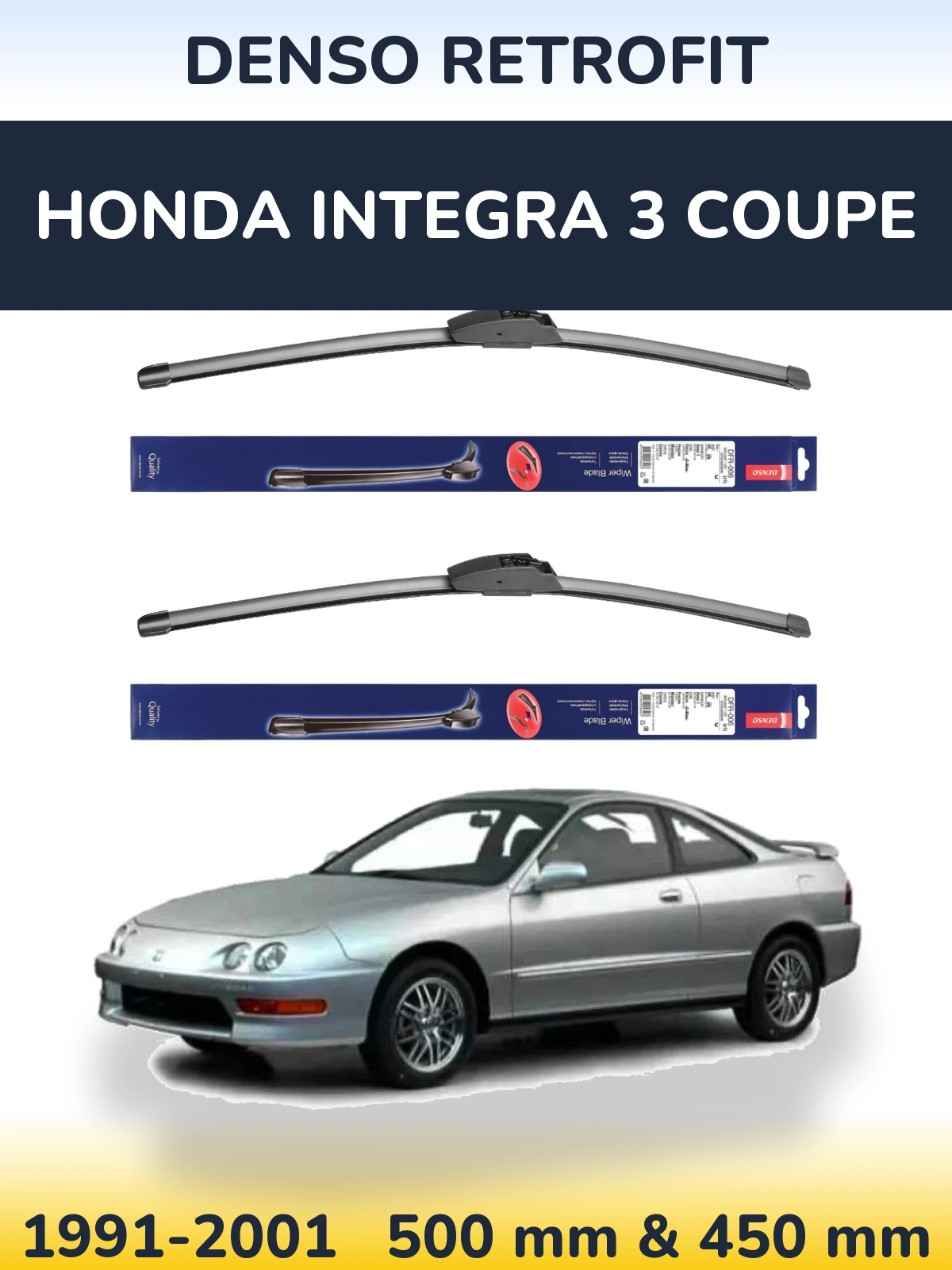 Комплект передних дворников Denso Retrofit 500 & 450 мм для Honda Integra 3 coupe 1991-2001