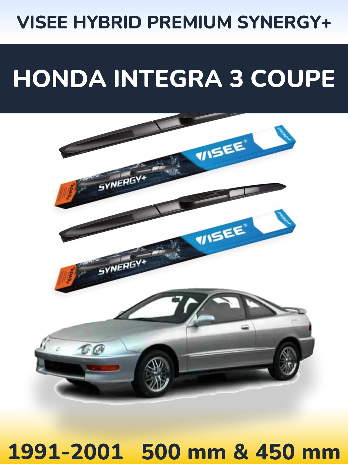 Комплект передних дворников VISEE HYBRID PREMIUM SYNERGY+ 500 & 450 мм для Honda Integra 3 coupe 1991-2001