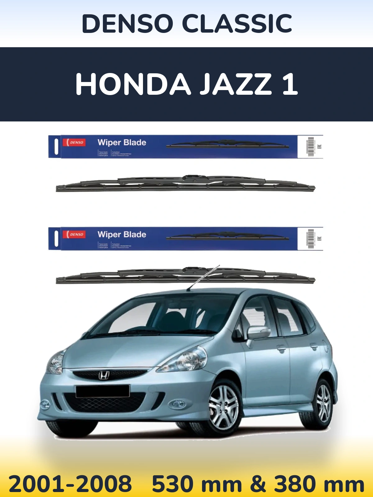 Комплект передних дворников Denso Classic 530 & 380 мм для Honda Jazz 1 2001-2008